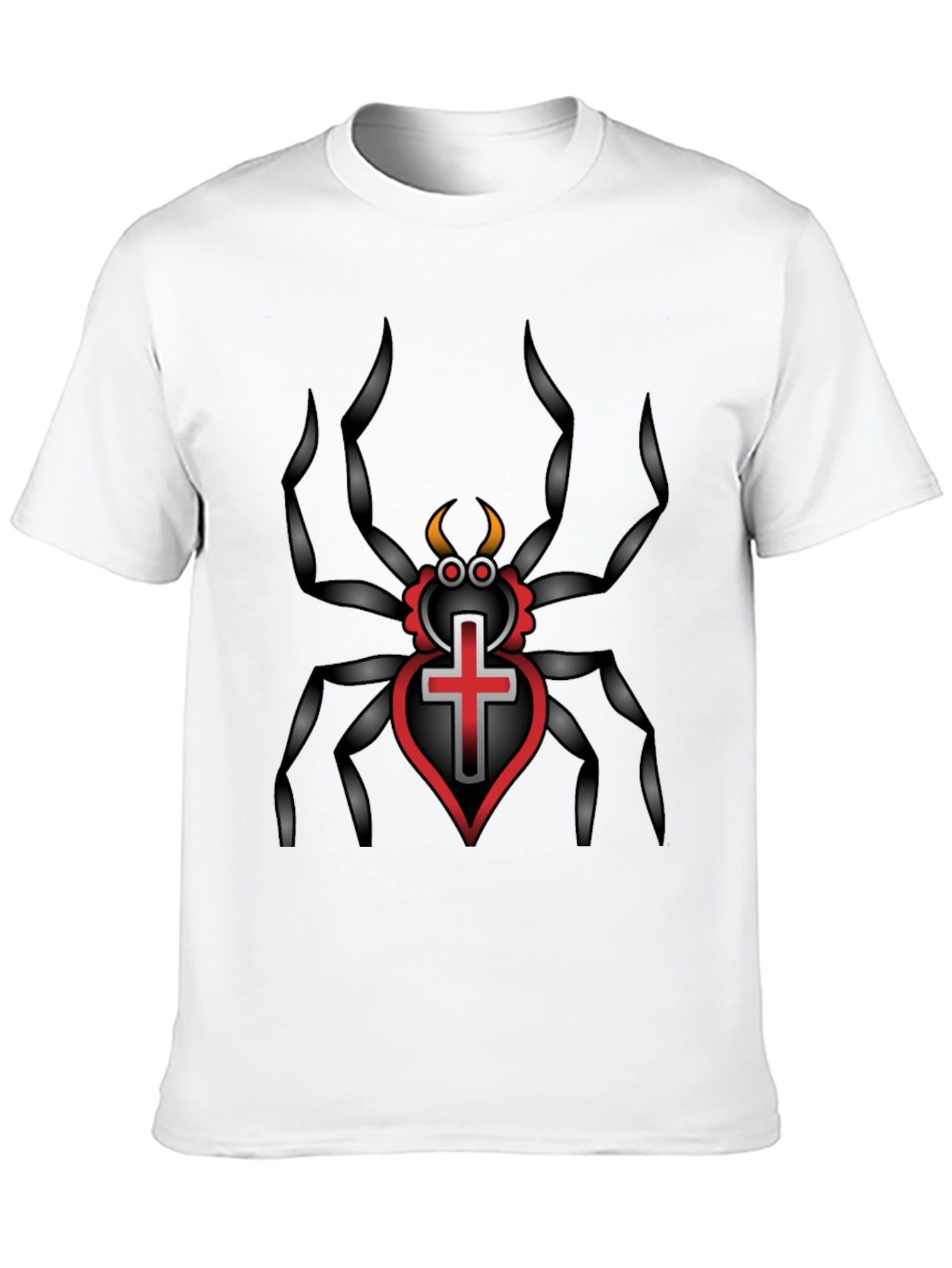 Gothic Spider Cross Heart T-Shirt