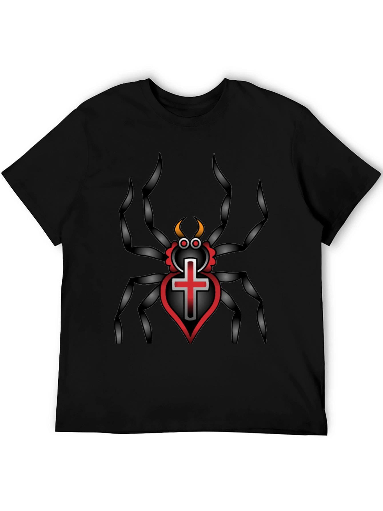Gothic Spider Cross Heart T-Shirt