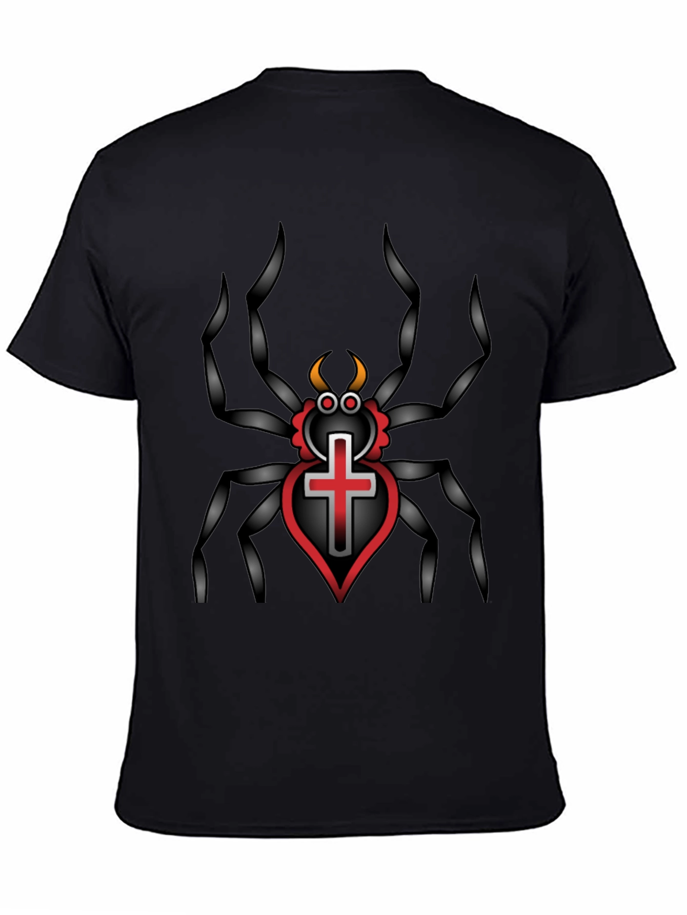 Gothic Spider Cross Heart T-Shirt