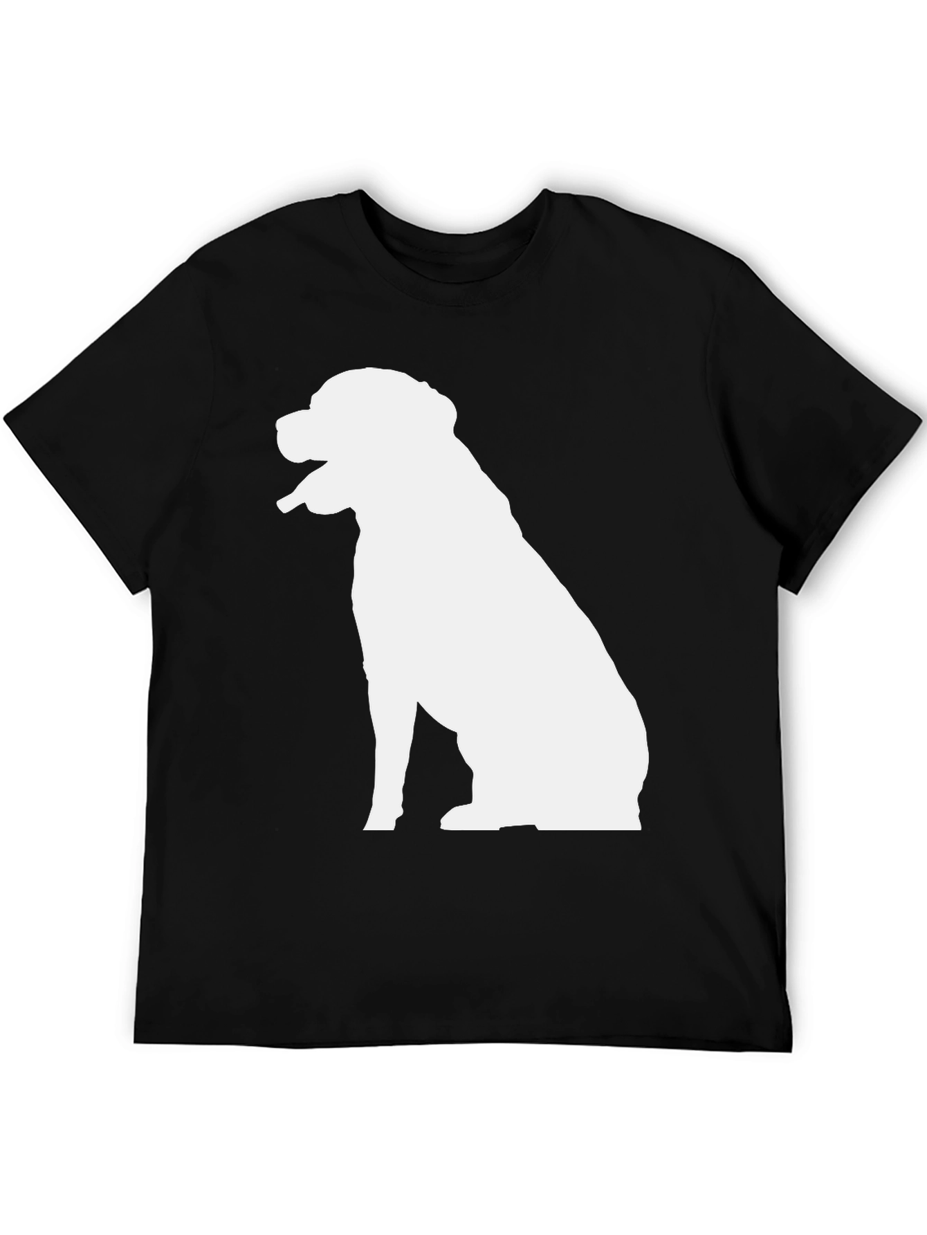 Dog Silhouette Graphic Tee - Black Cotton T-Shirt
