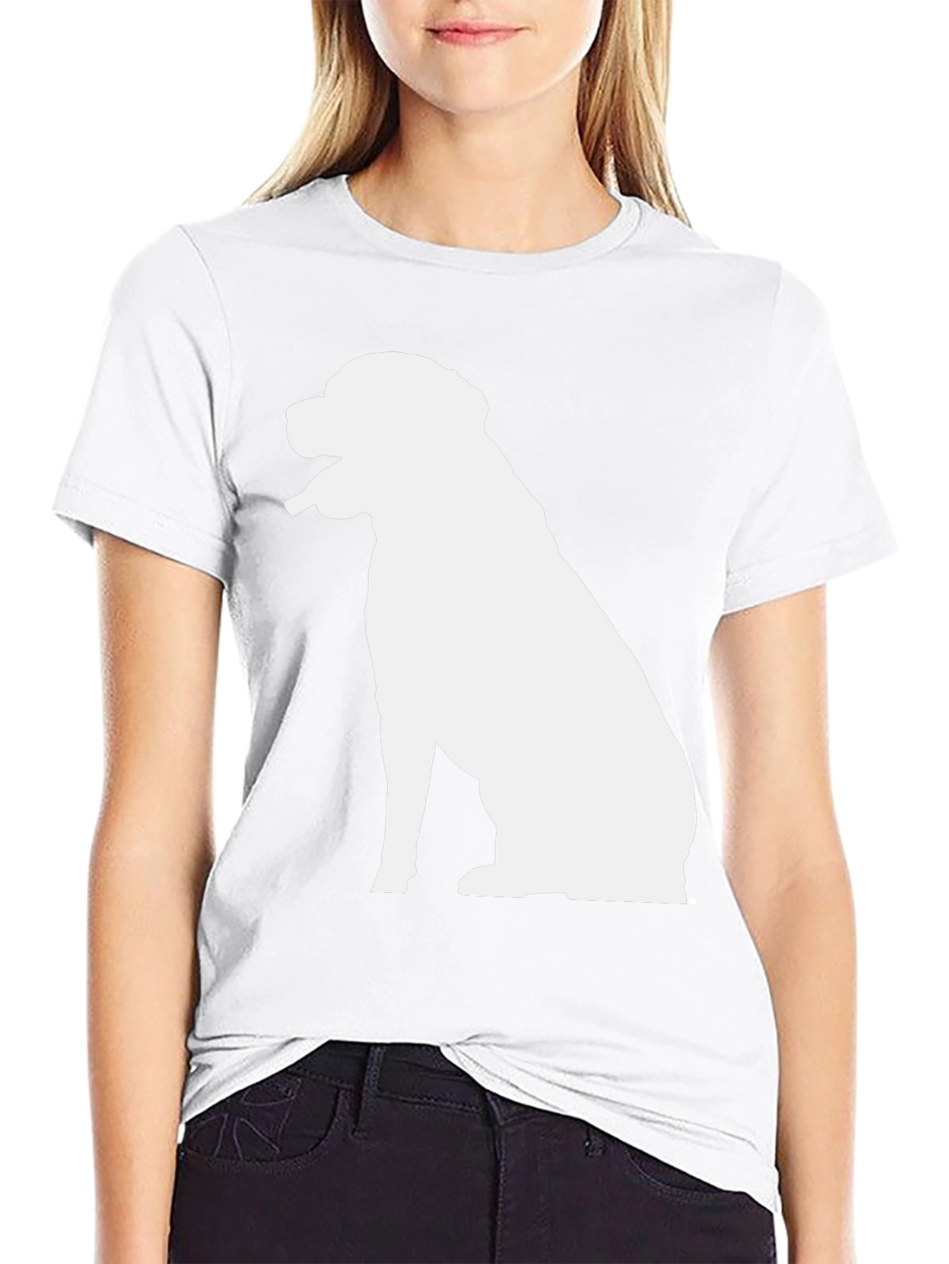 Dog Silhouette Graphic Tee - Black Cotton T-Shirt