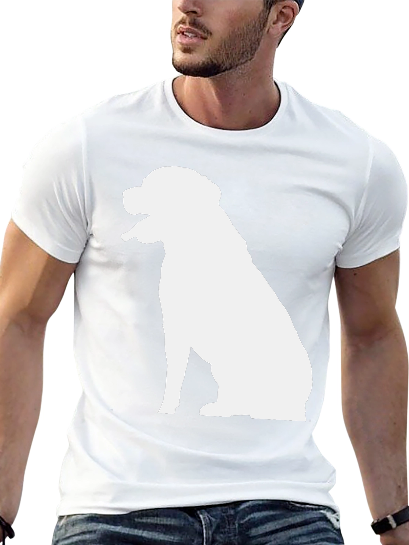 Dog Silhouette Graphic Tee - Black Cotton T-Shirt