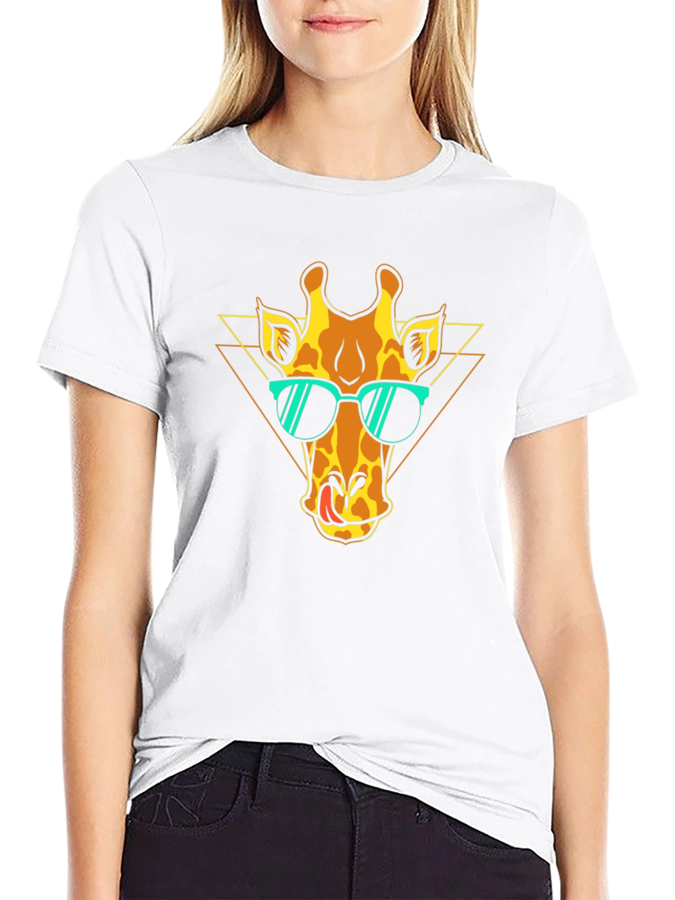 Cool Giraffe Graphic Tee - Black T-Shirt