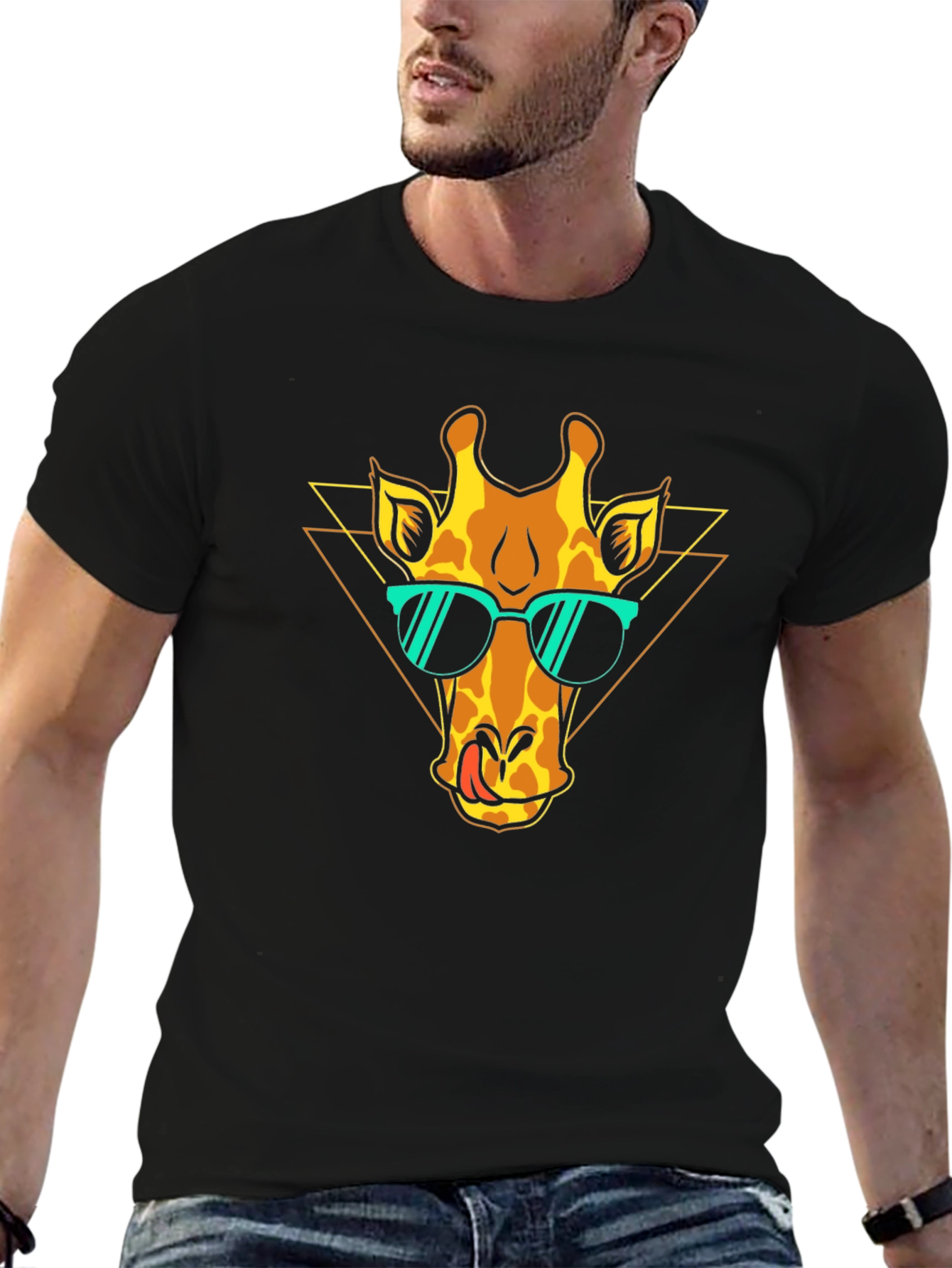 Cool Giraffe Graphic Tee - Black T-Shirt