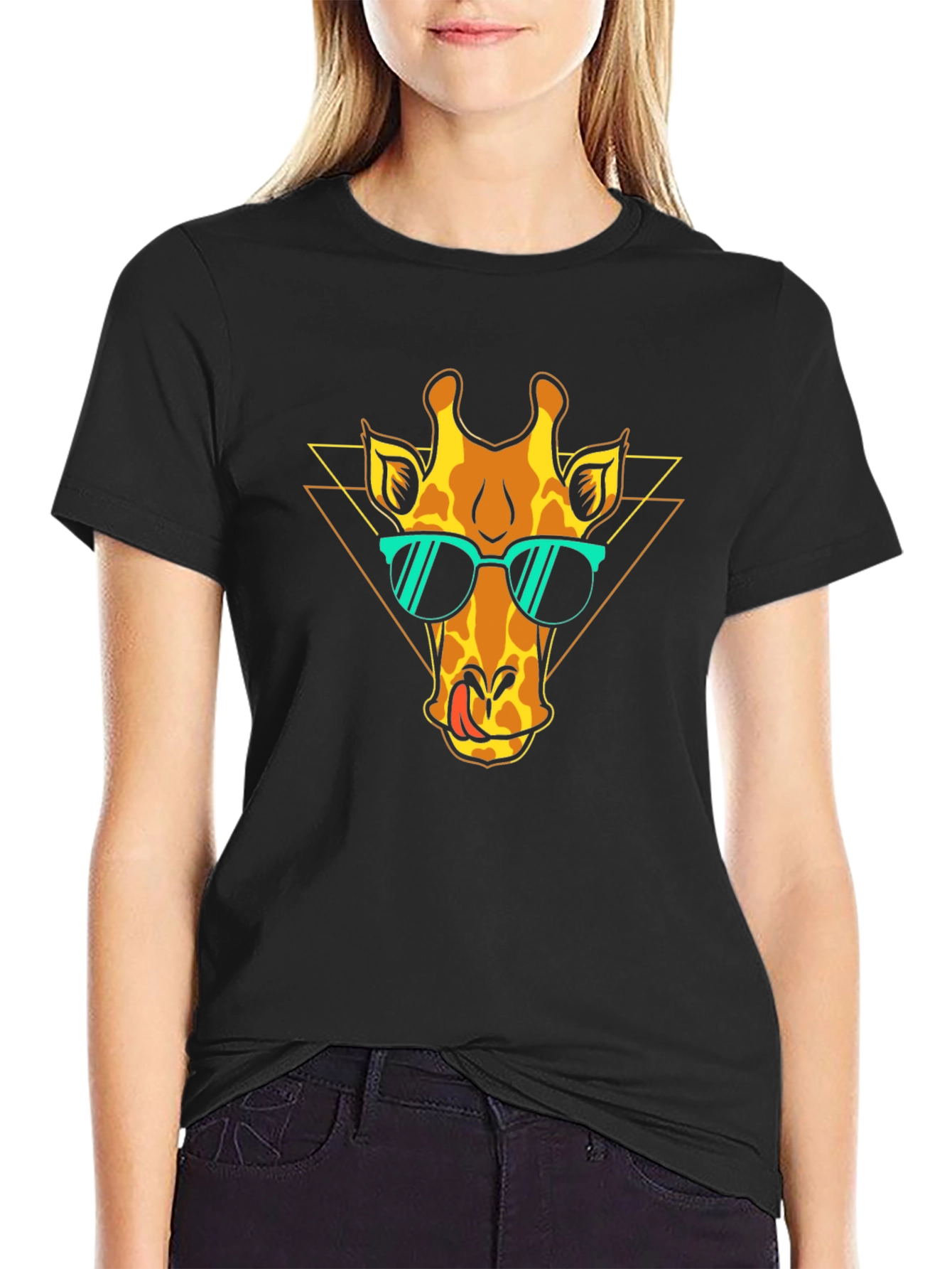 Cool Giraffe Graphic Tee - Black T-Shirt