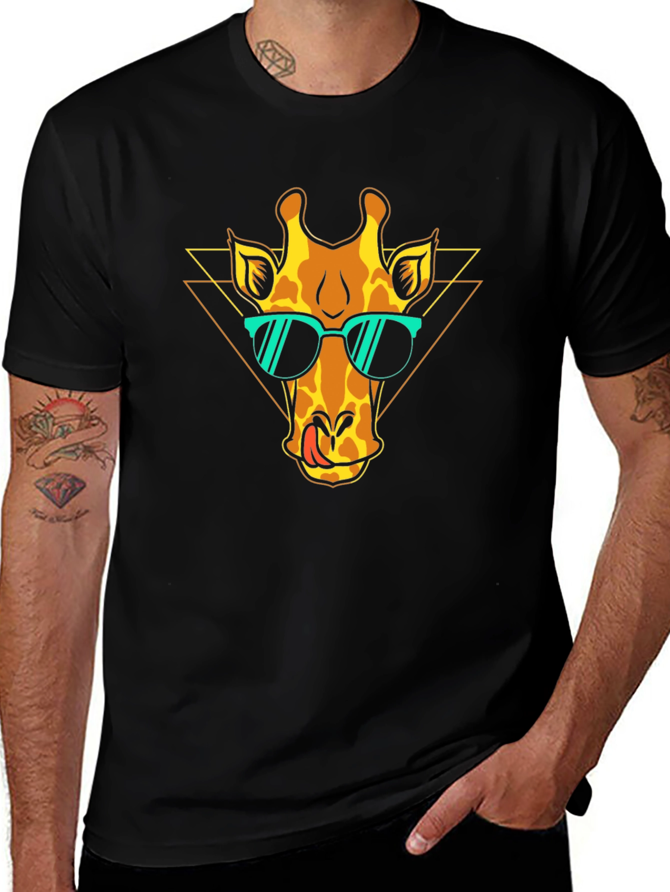 Cool Giraffe Graphic Tee - Black T-Shirt