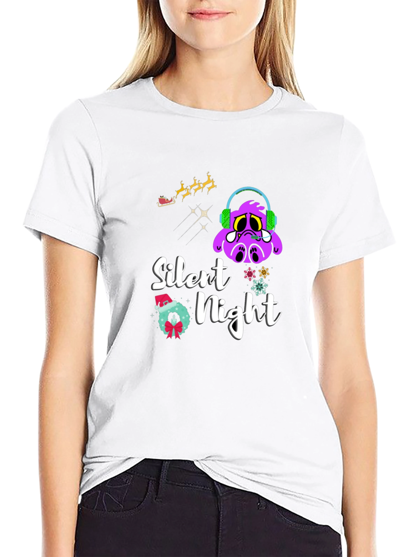 Silent Night Graphic T-Shirt - Christmas Holiday Tee