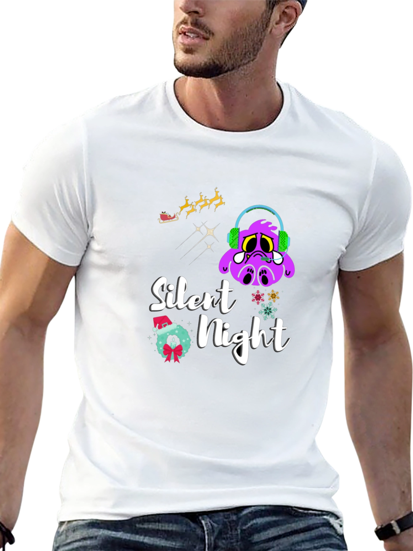 Silent Night Graphic T-Shirt - Christmas Holiday Tee