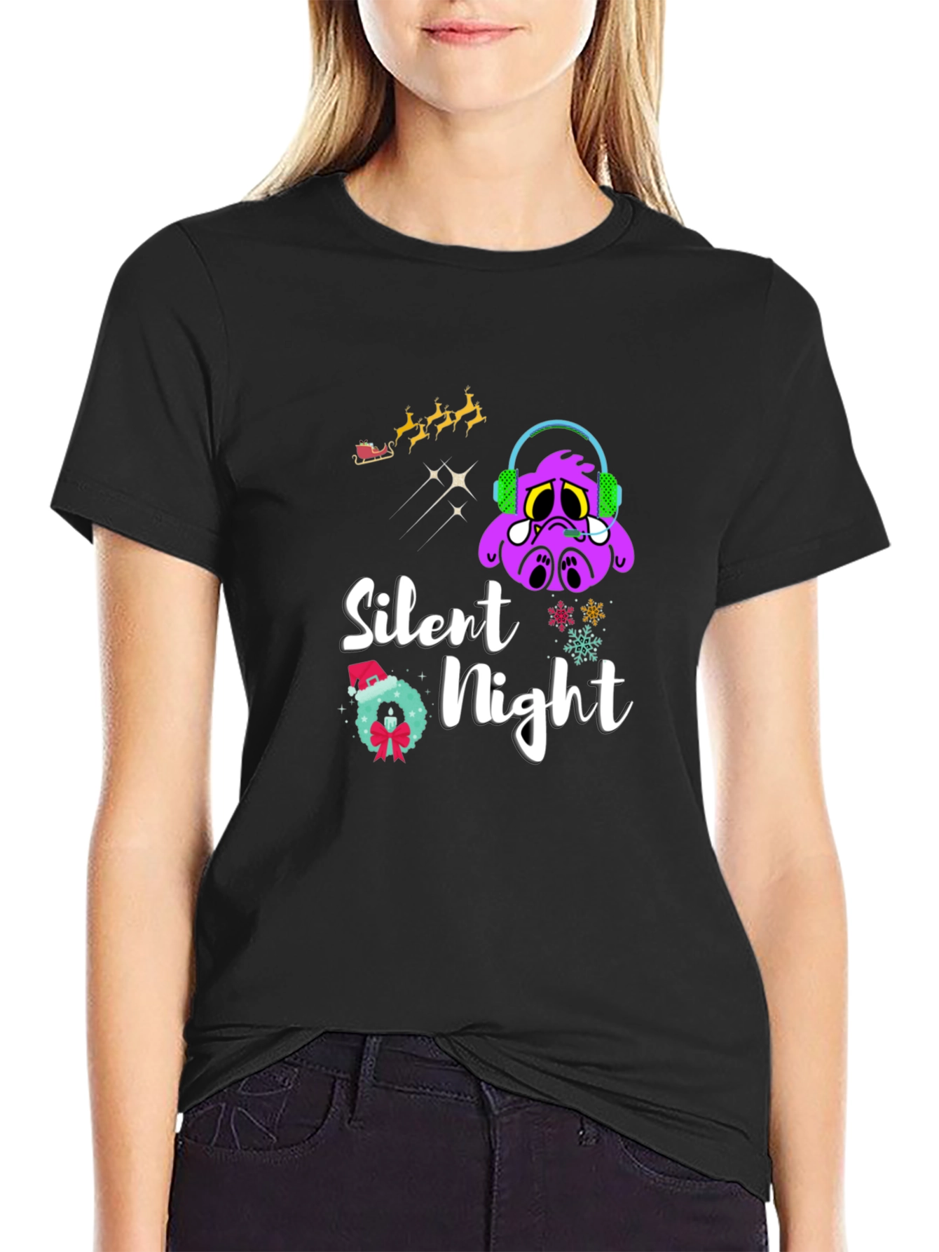 Silent Night Graphic T-Shirt - Christmas Holiday Tee