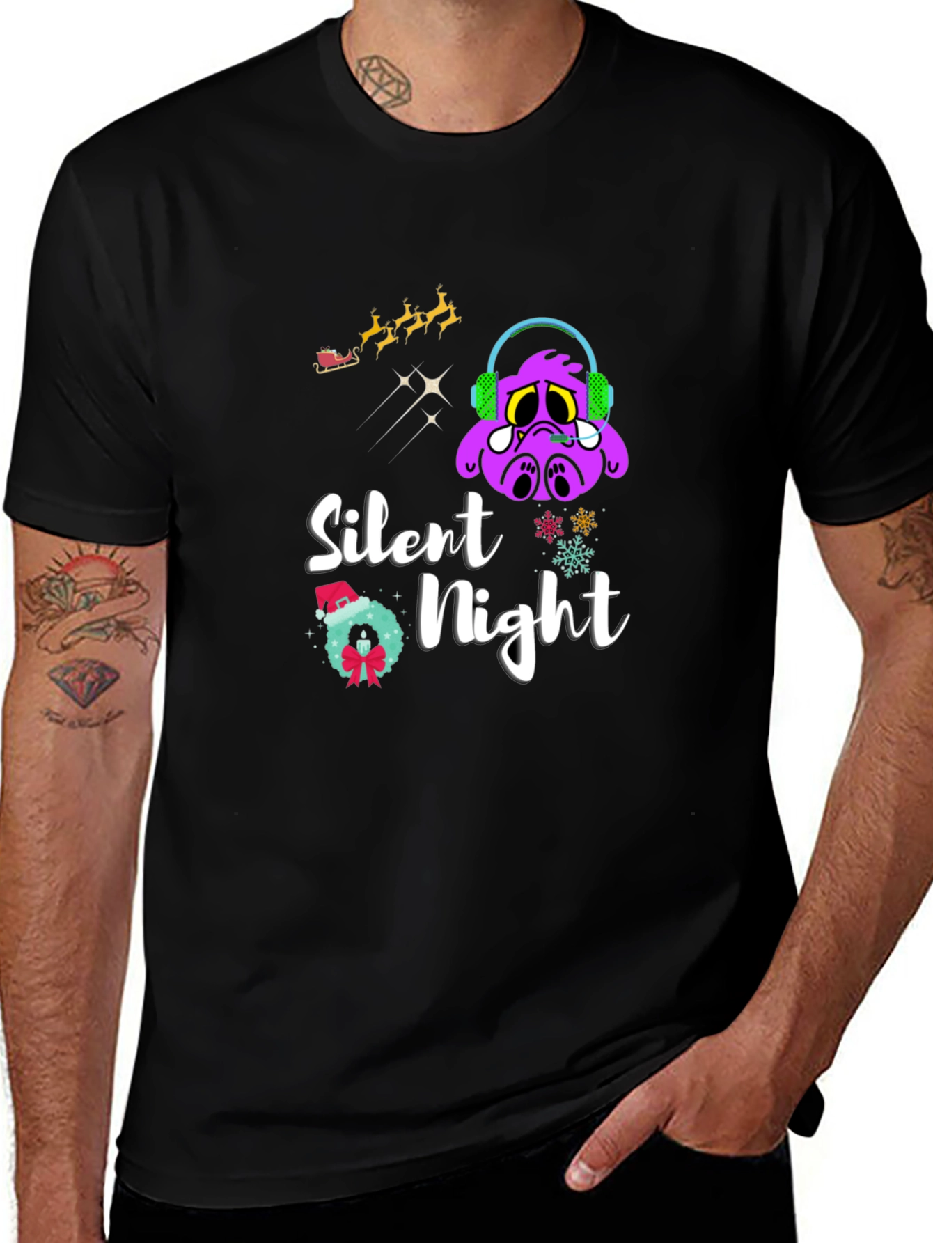 Silent Night Graphic T-Shirt - Christmas Holiday Tee