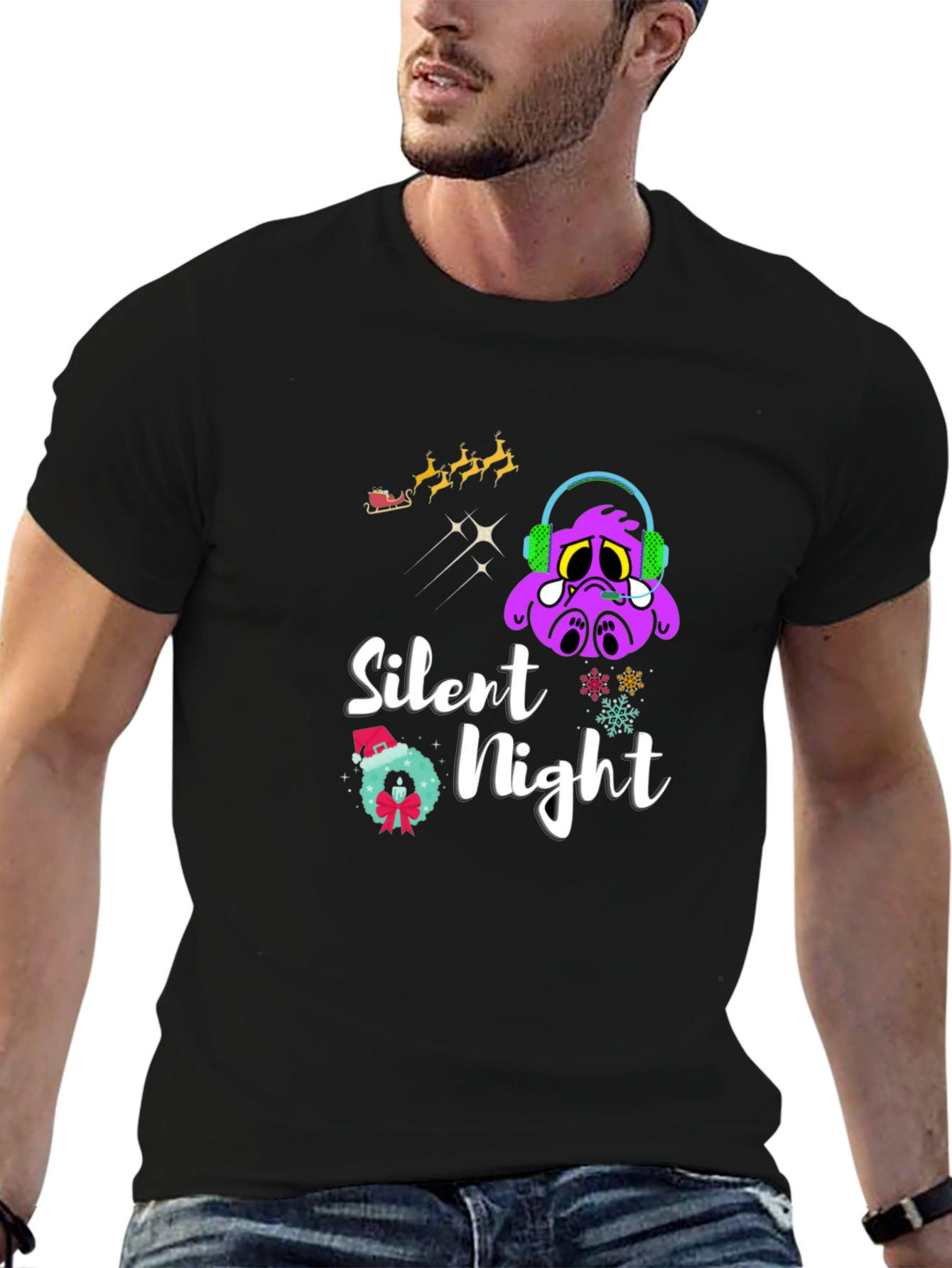 Silent Night Graphic T-Shirt - Christmas Holiday Tee