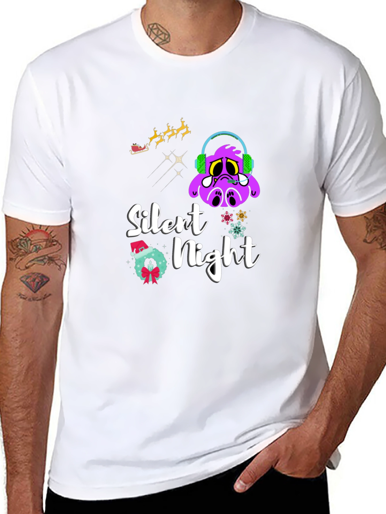Silent Night Graphic T-Shirt - Christmas Holiday Tee
