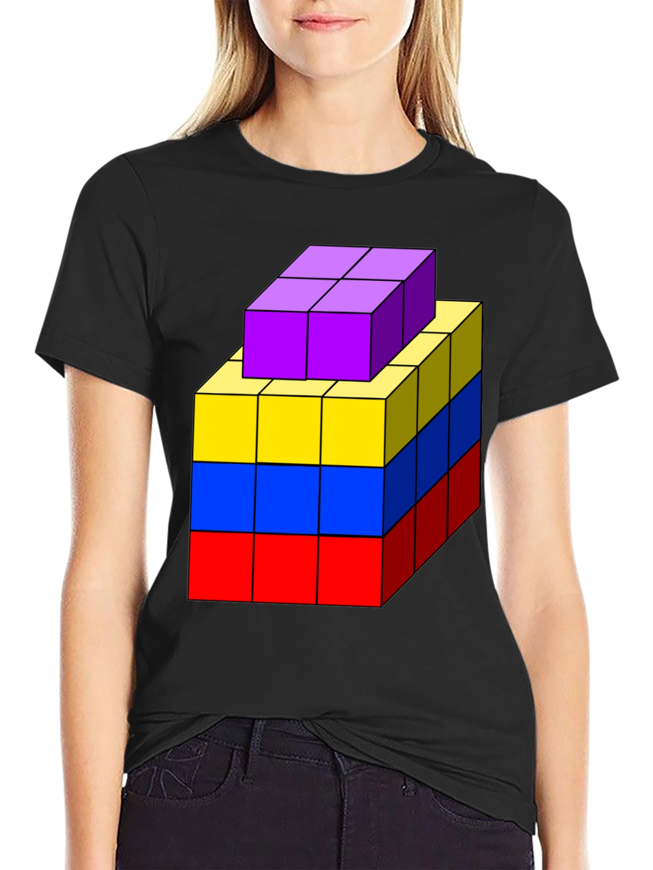 Geometric Block T-Shirt - Abstract Cube Design