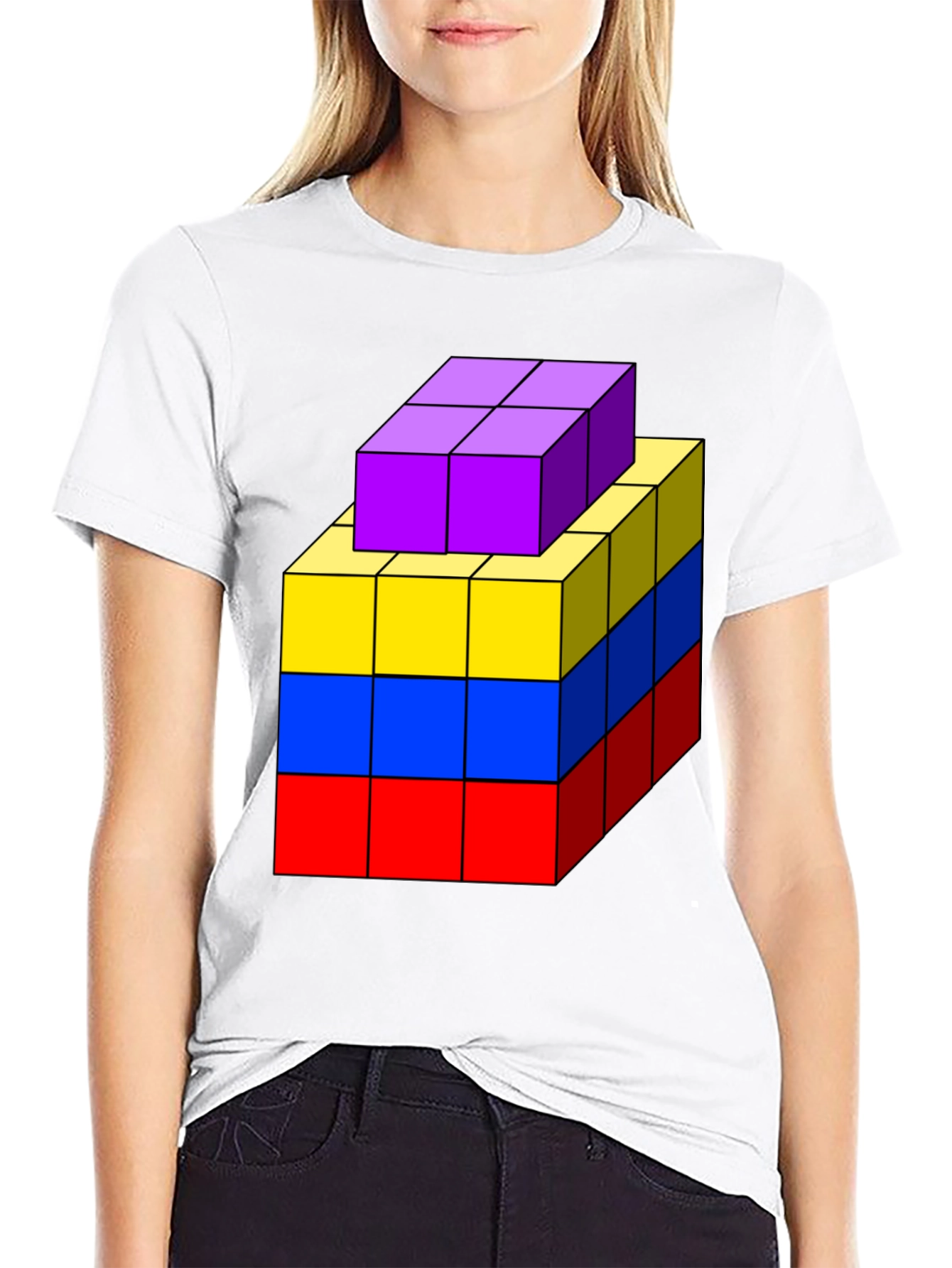Geometric Block T-Shirt - Abstract Cube Design