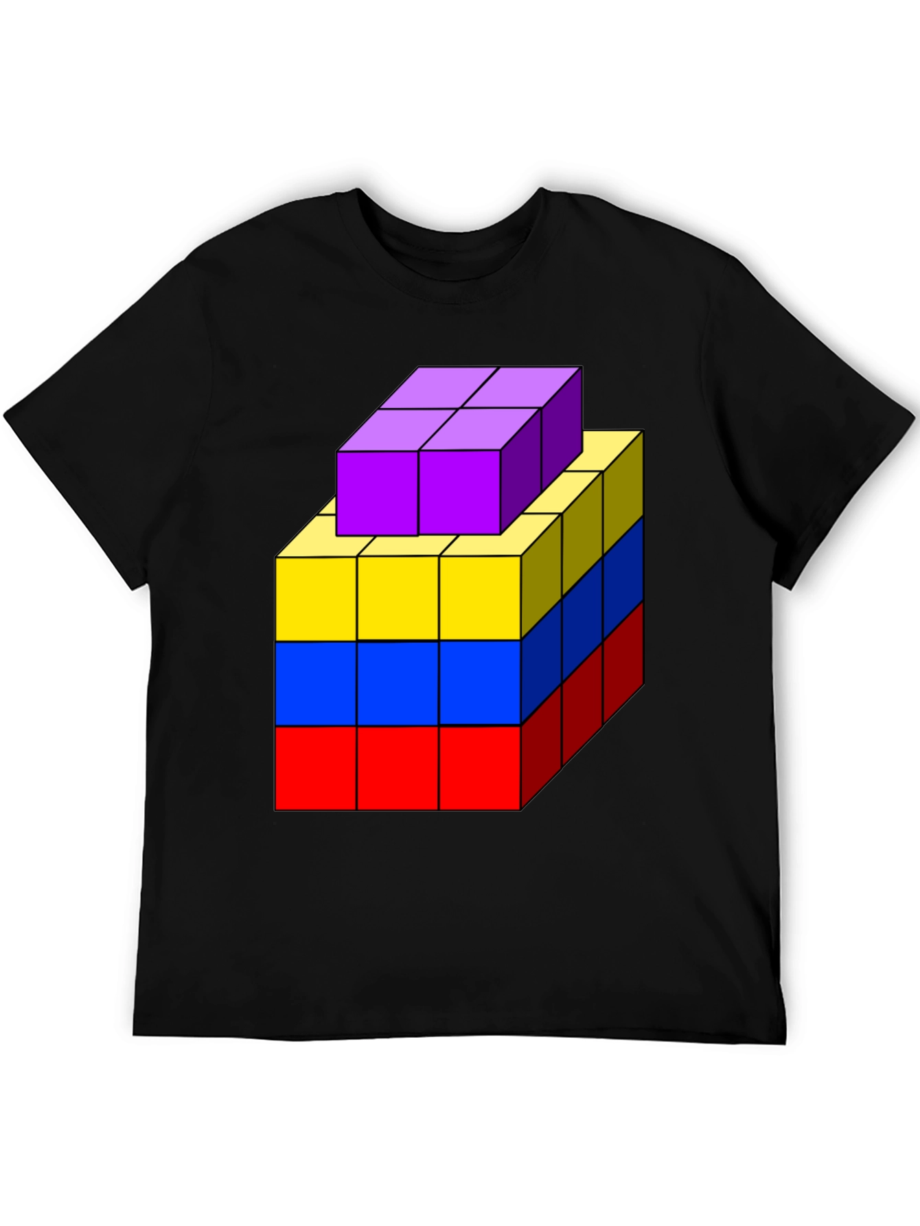 Geometric Block T-Shirt - Abstract Cube Design