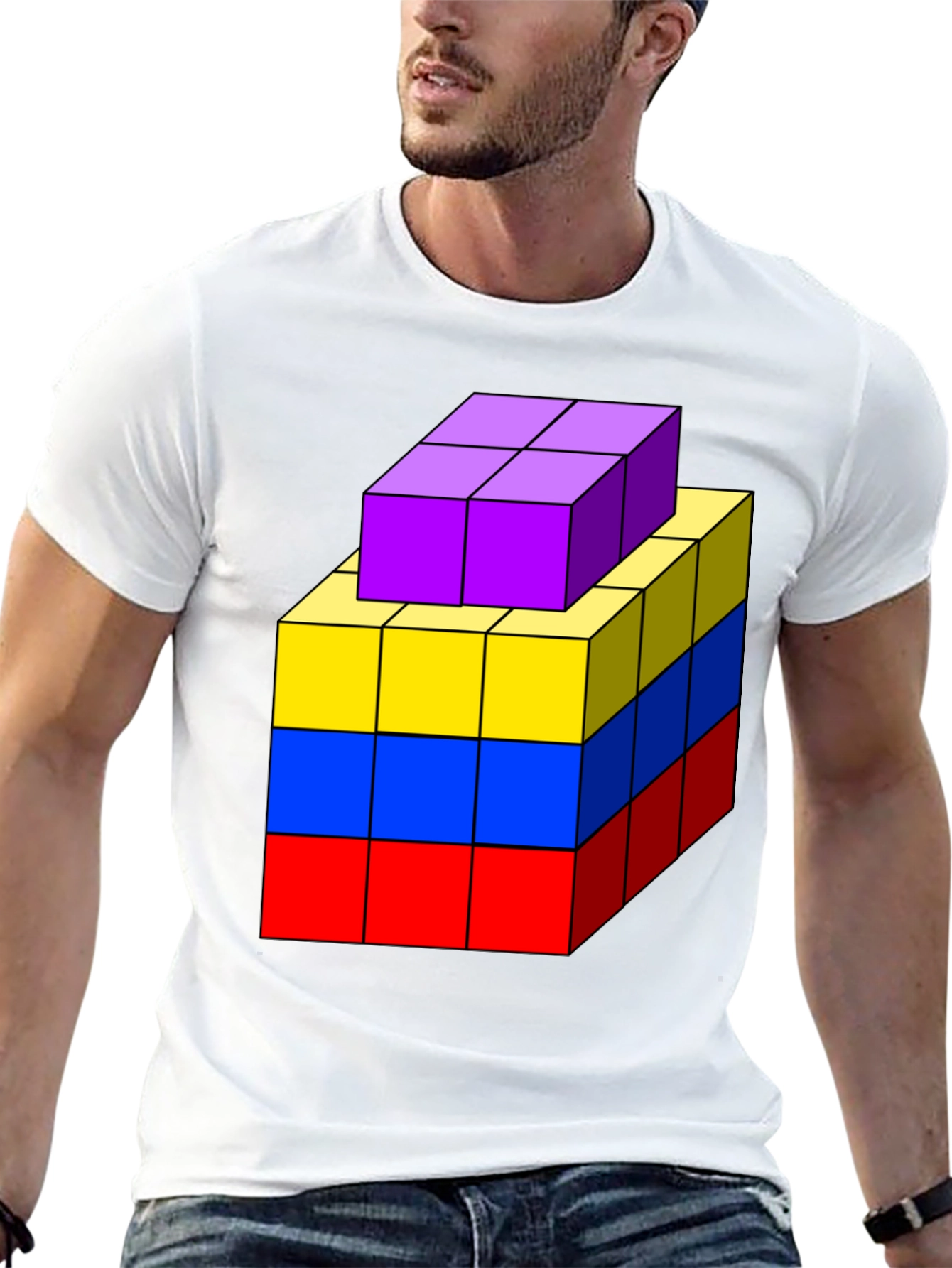Geometric Block T-Shirt - Abstract Cube Design