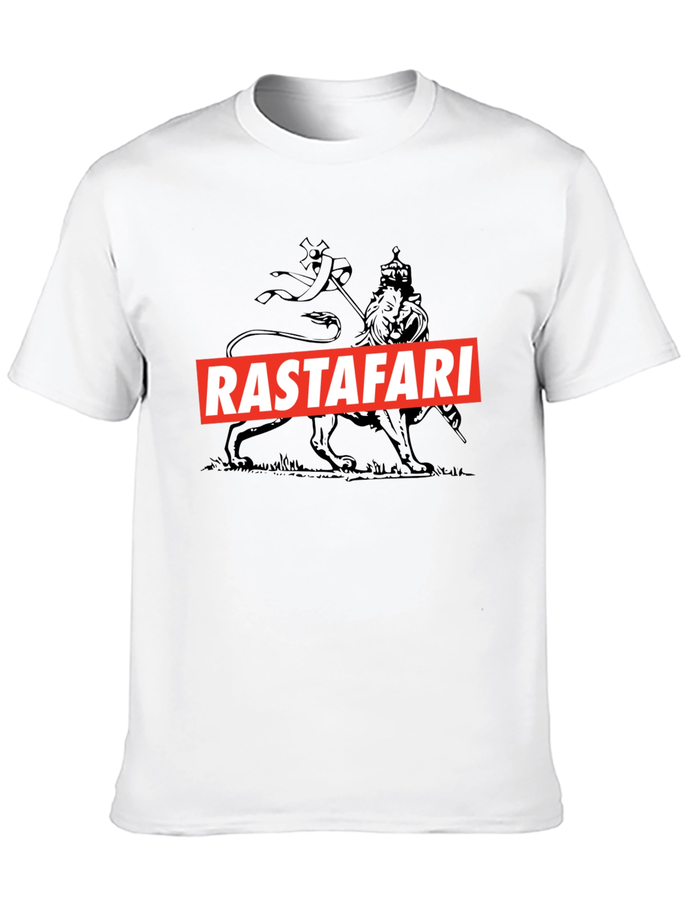 Rastafari Lion Graphic Tee - Black Cotton Blend