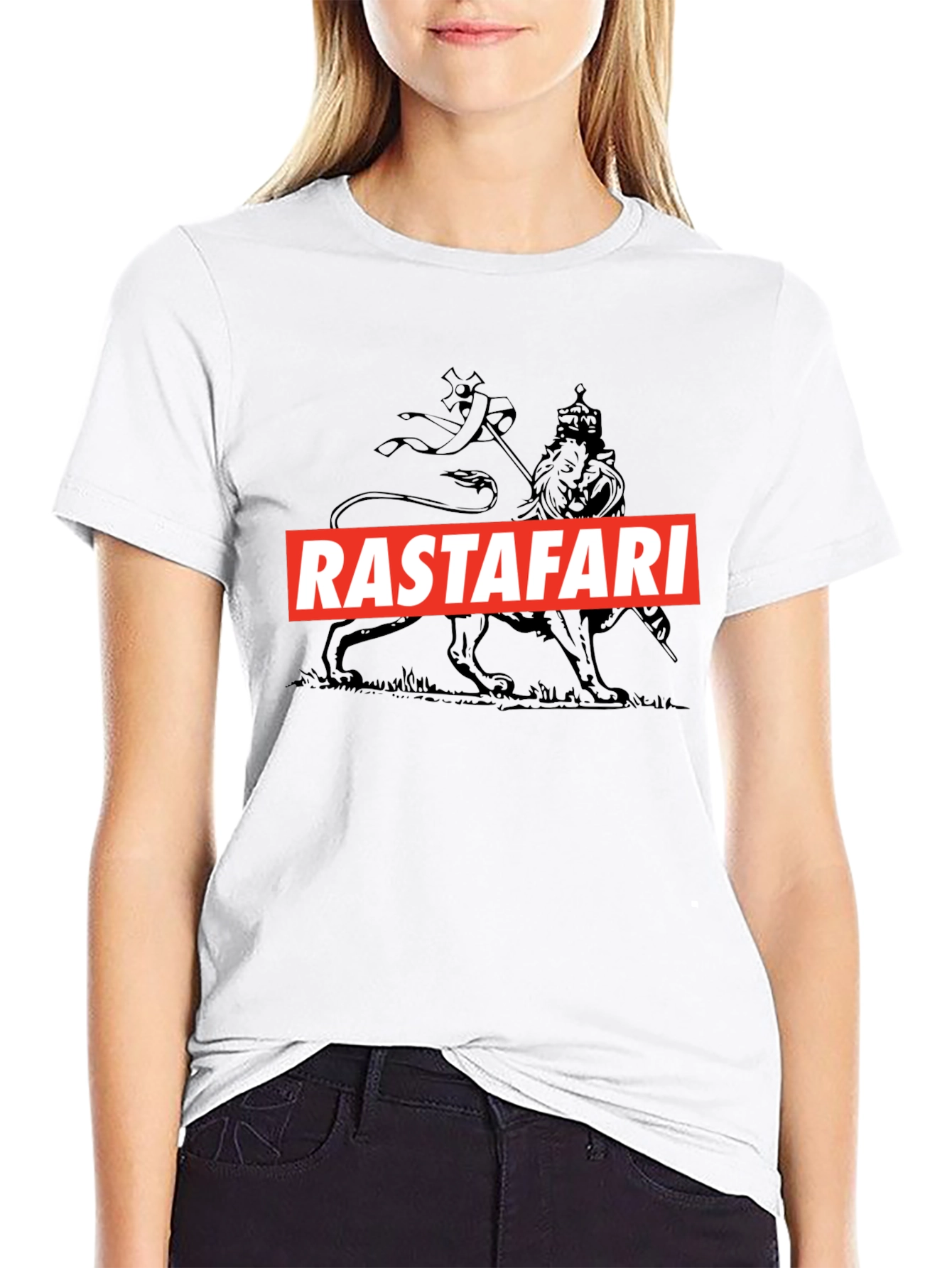 Rastafari Lion Graphic Tee - Black Cotton Blend