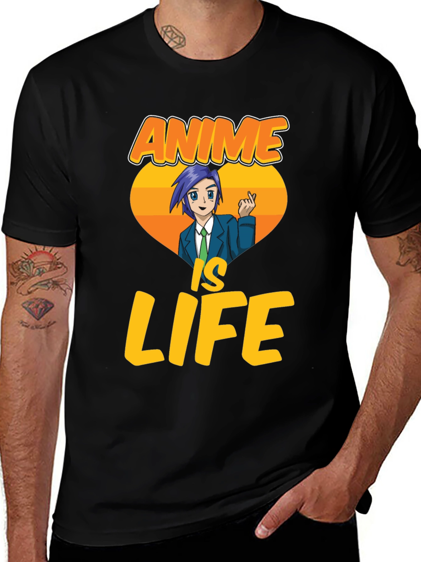 Anime Is Life Graphic T-Shirt - Black