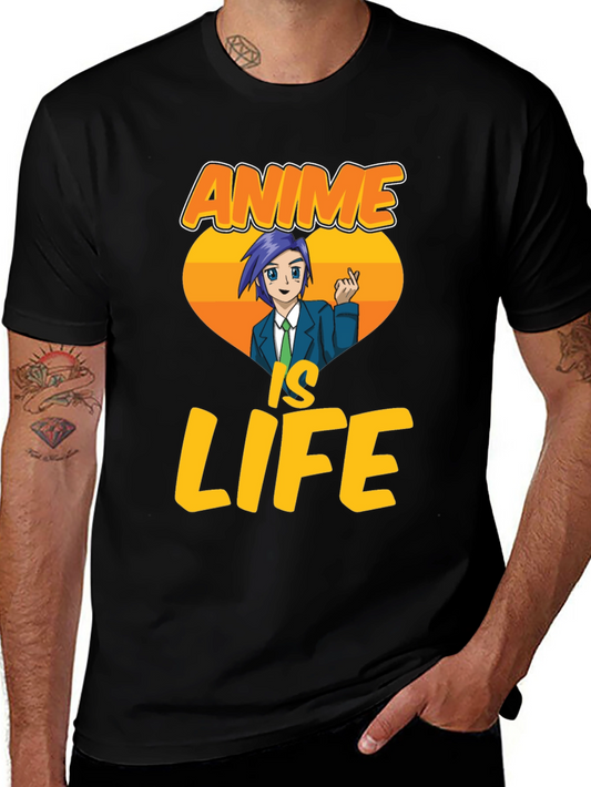 Anime Is Life Graphic T-Shirt - Black
