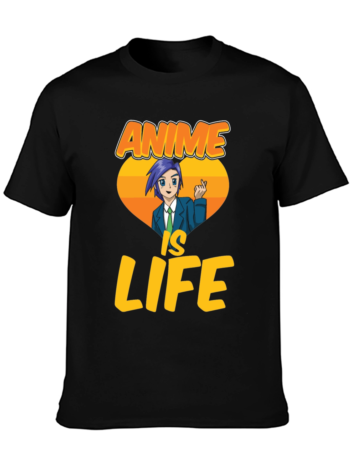 Anime Is Life Graphic T-Shirt - Black