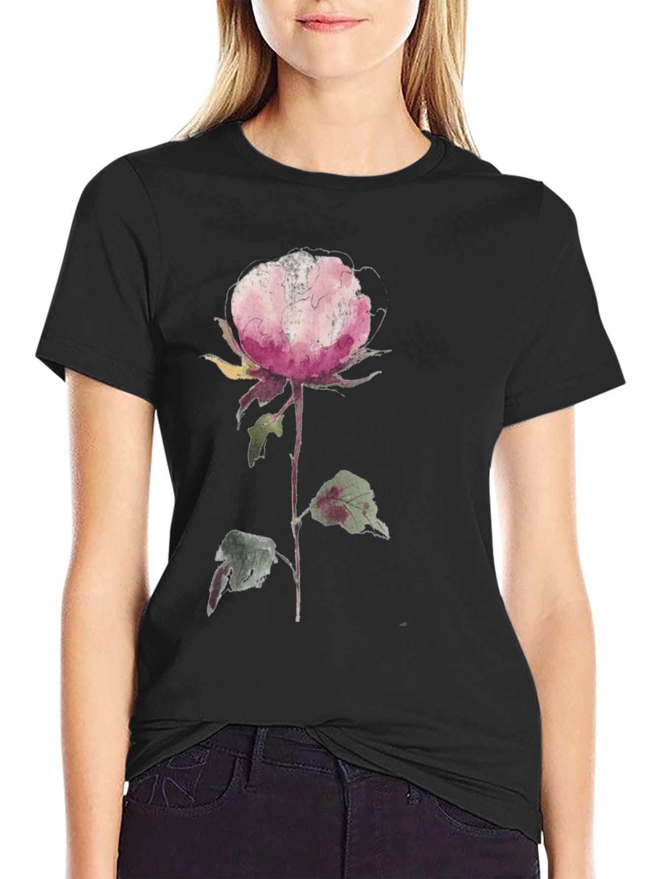 Floral Print Black T-Shirt