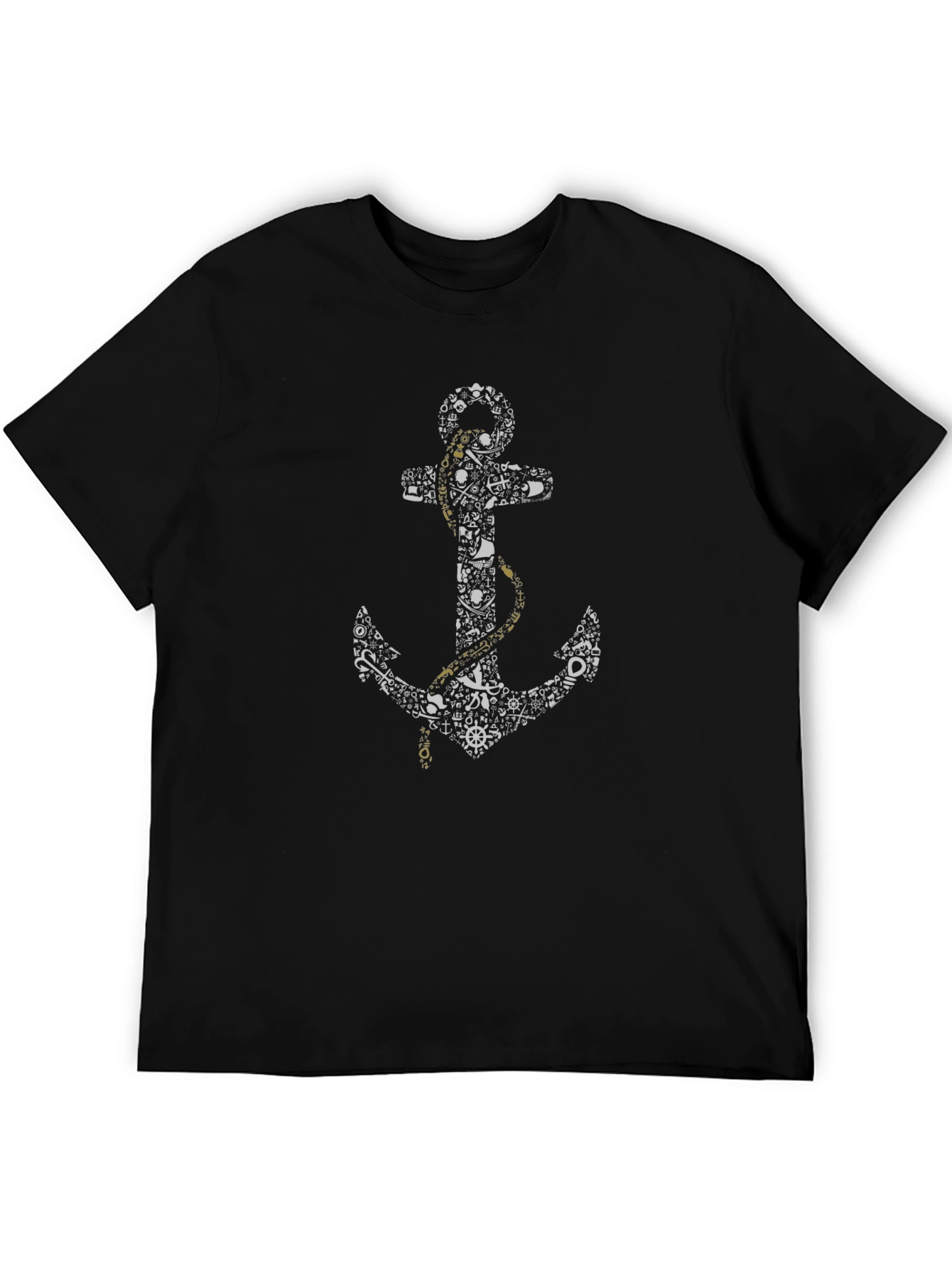 Nautical Anchor Graphic T-Shirt - Black