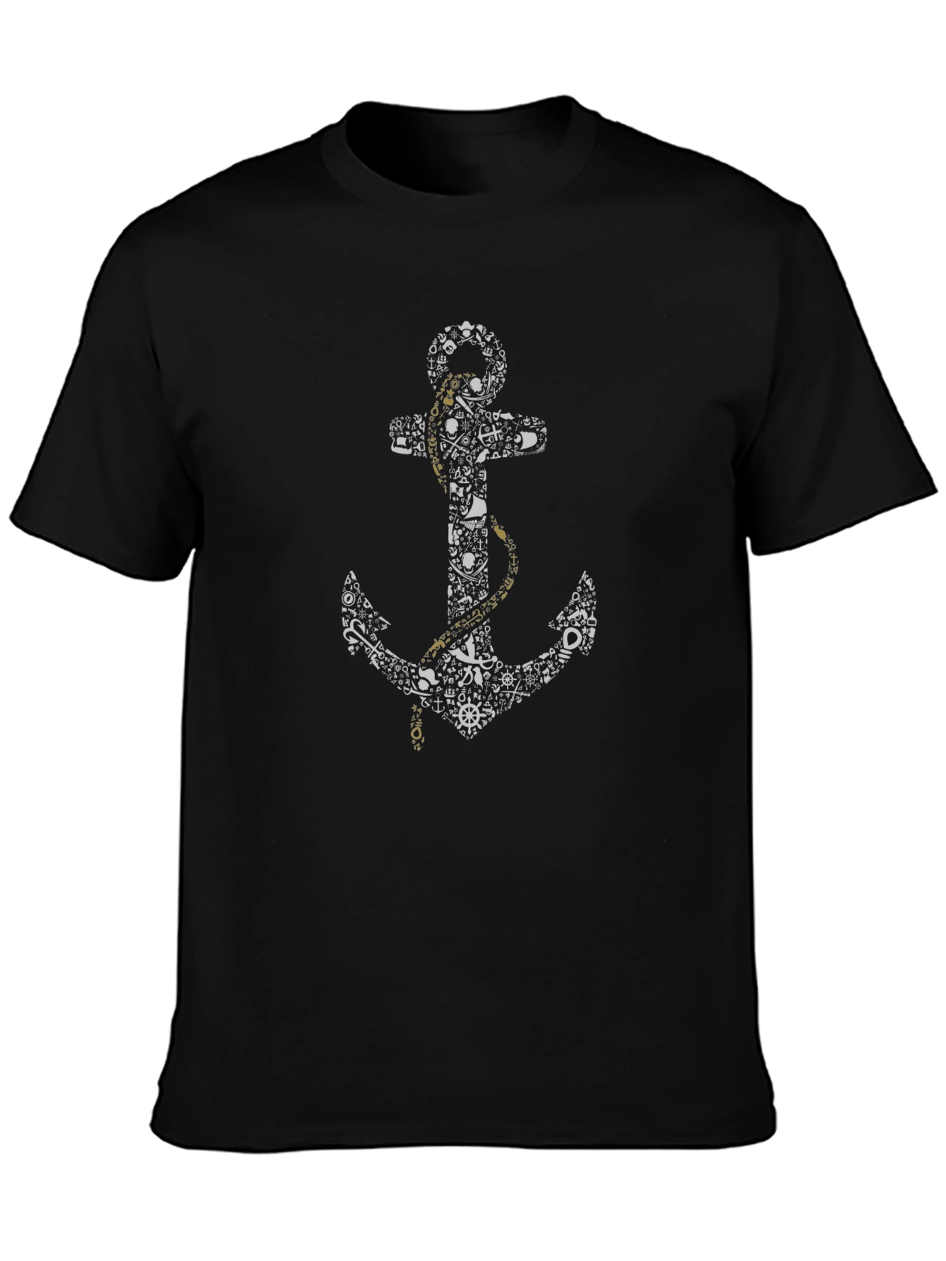 Nautical Anchor Graphic T-Shirt - Black
