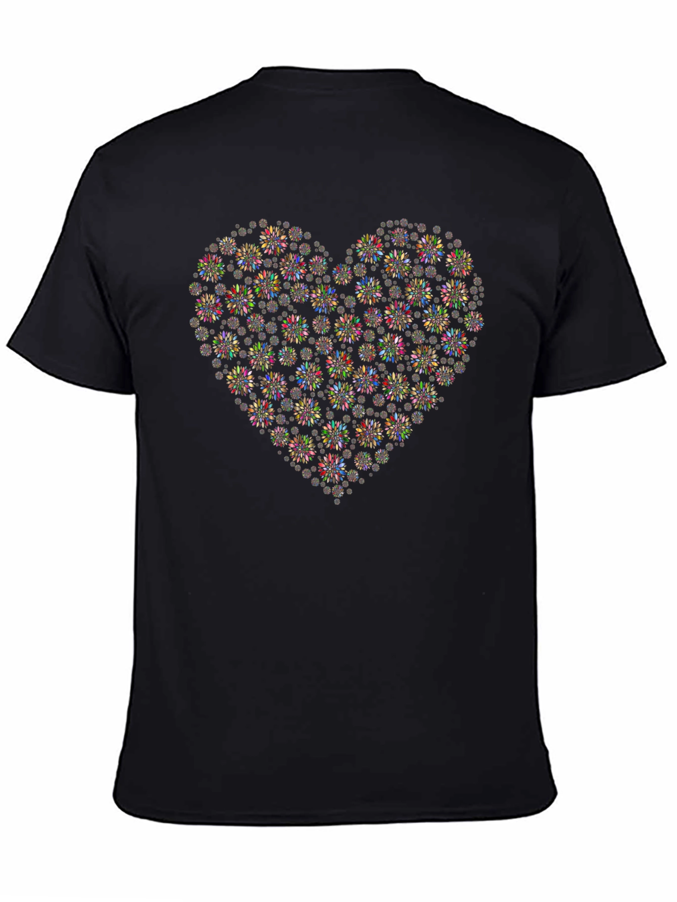 Floral Heart Graphic Tee - Black Cotton Blend