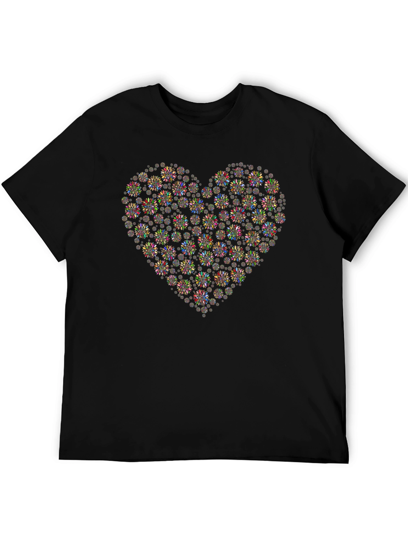 Floral Heart Graphic Tee - Black Cotton Blend