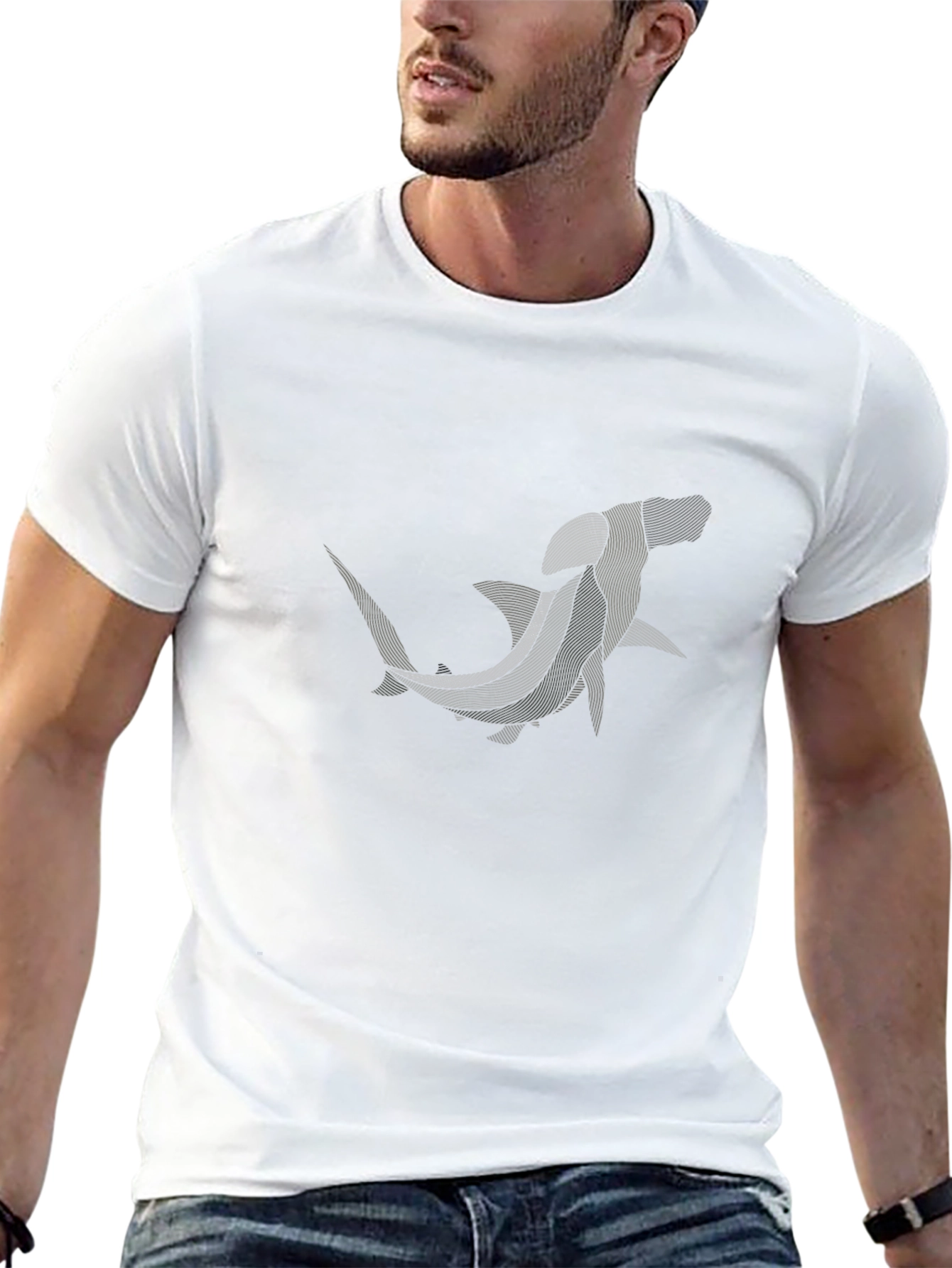 Hammerhead Shark Graphic Tee - Black Cotton T-Shirt