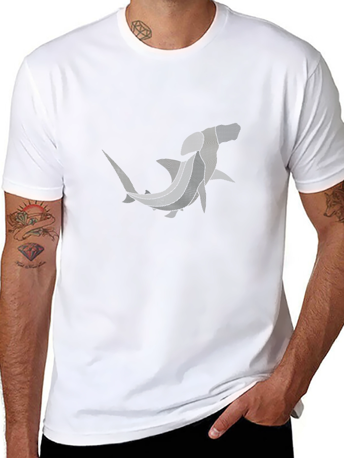 Hammerhead Shark Graphic Tee - Black Cotton T-Shirt