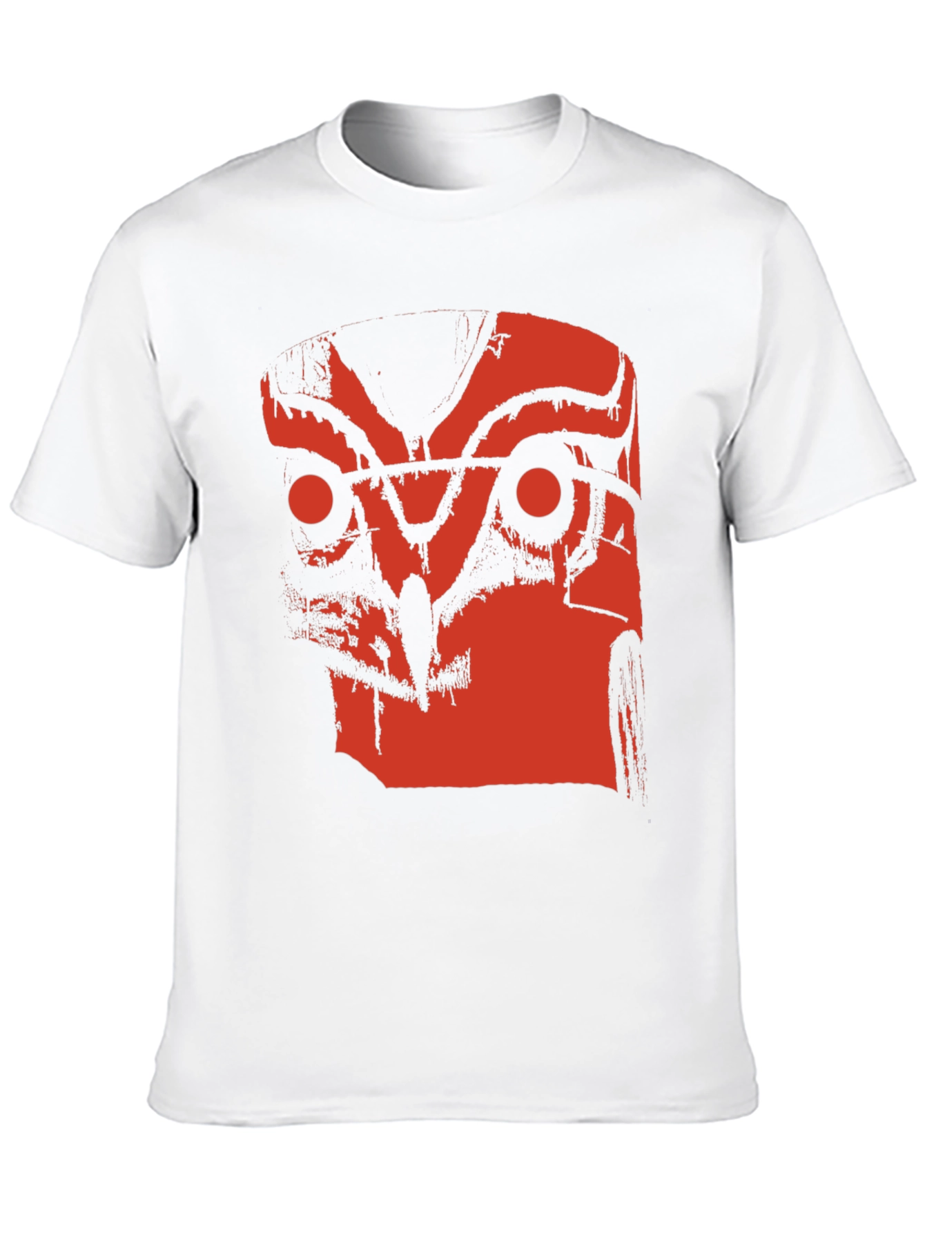 Abstract Red Owl Graphic Print Black T-Shirt