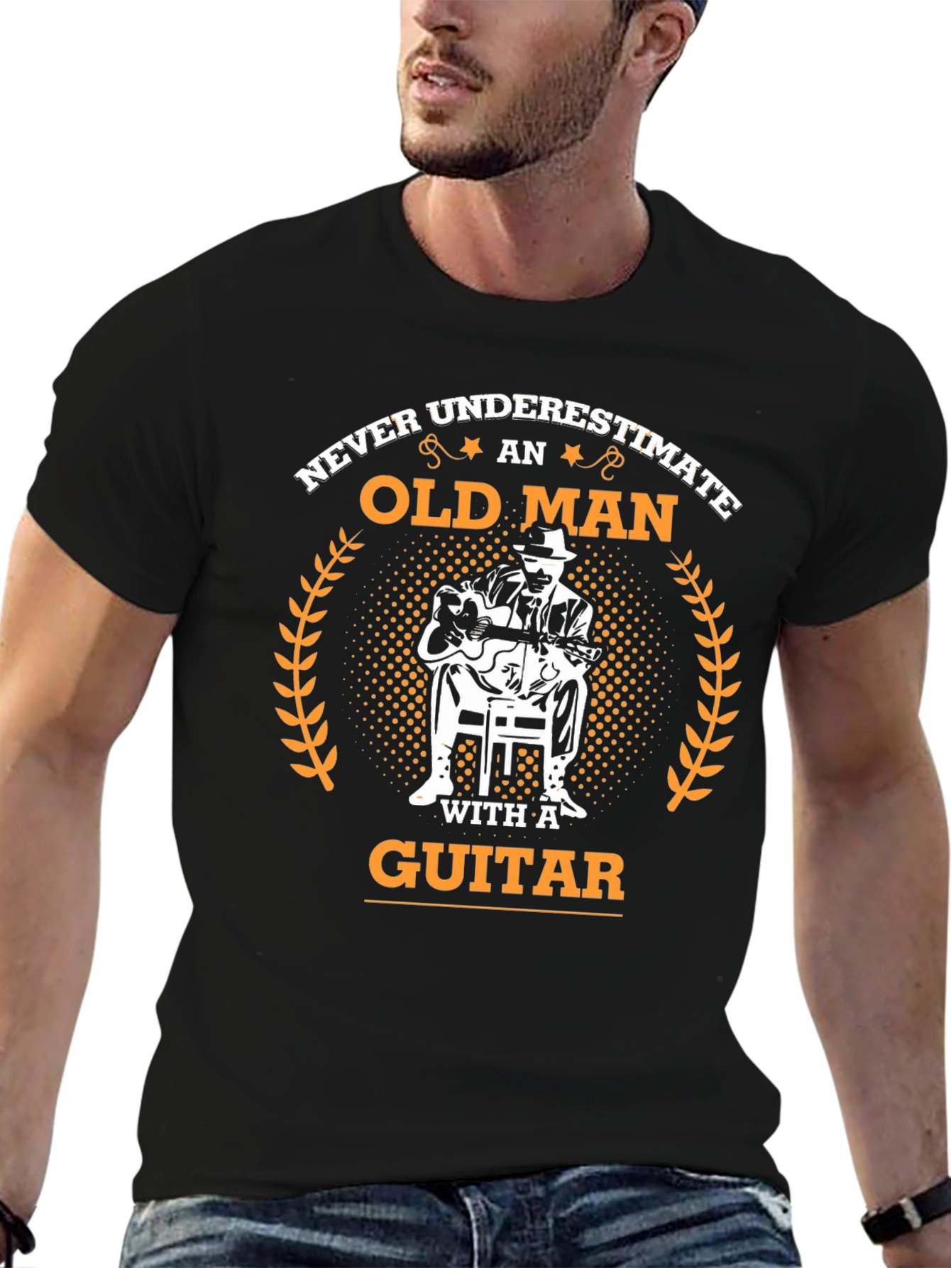 Old Man Guitar T-Shirt - Musician Gift Tee