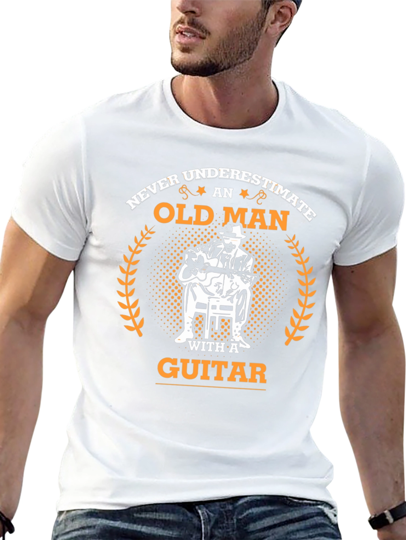 Old Man Guitar T-Shirt - Musician Gift Tee