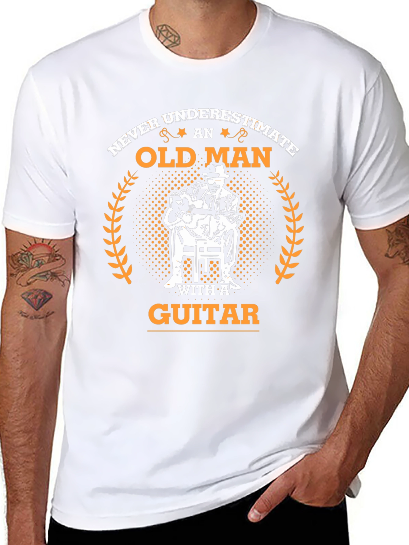 Old Man Guitar T-Shirt - Musician Gift Tee