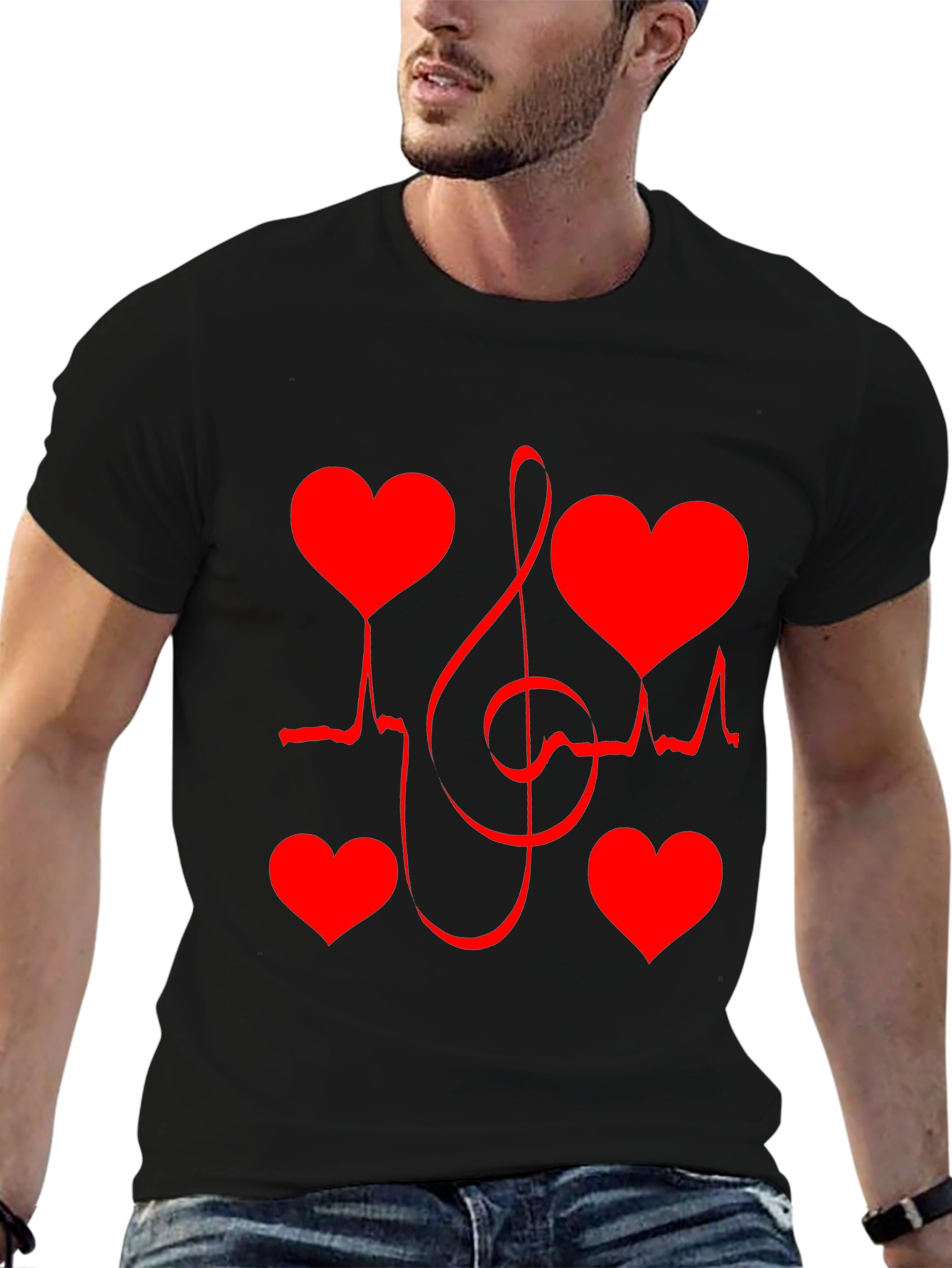 Heartbeat Music Note Graphic Tee