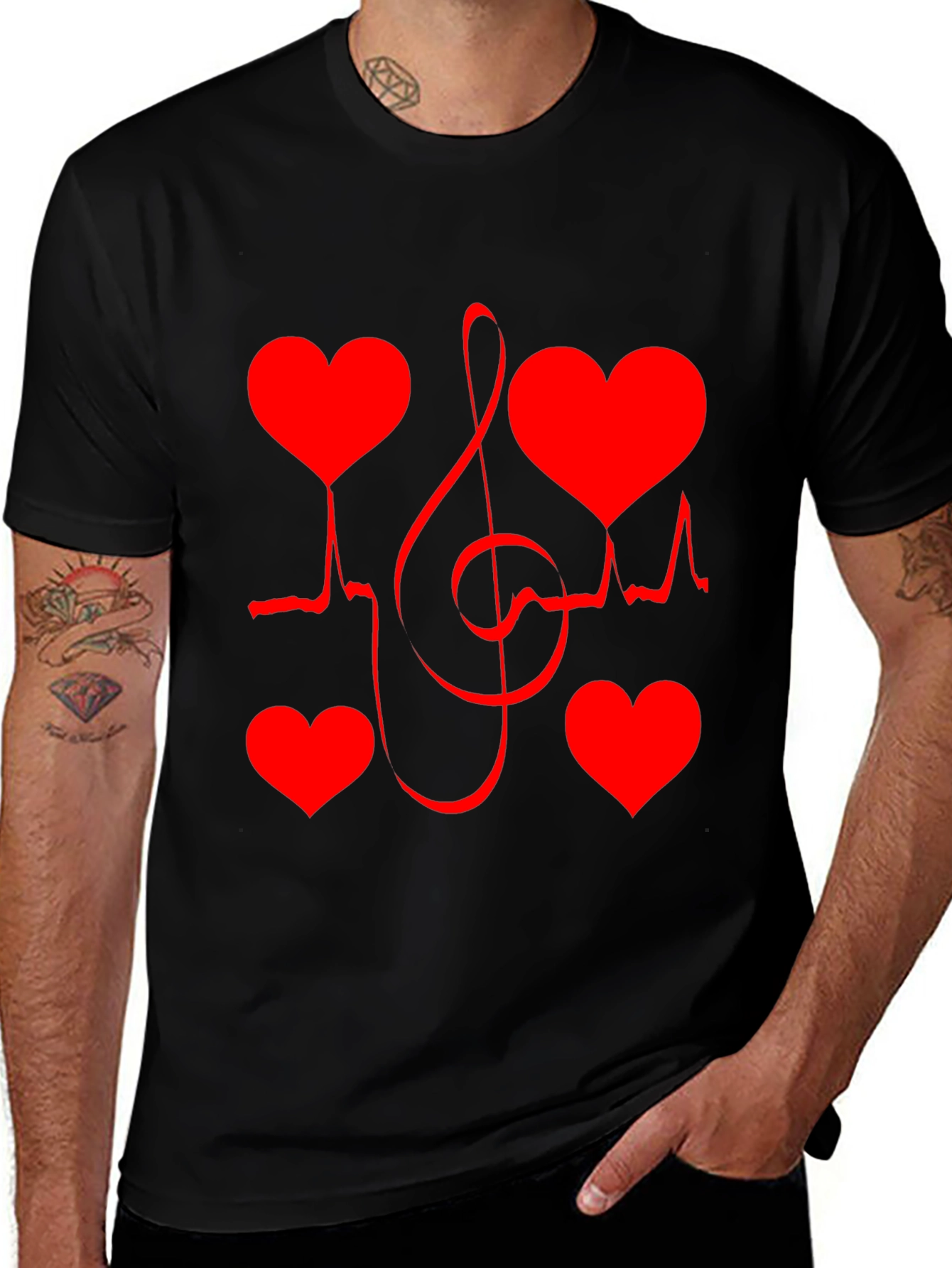 Heartbeat Music Note Graphic Tee