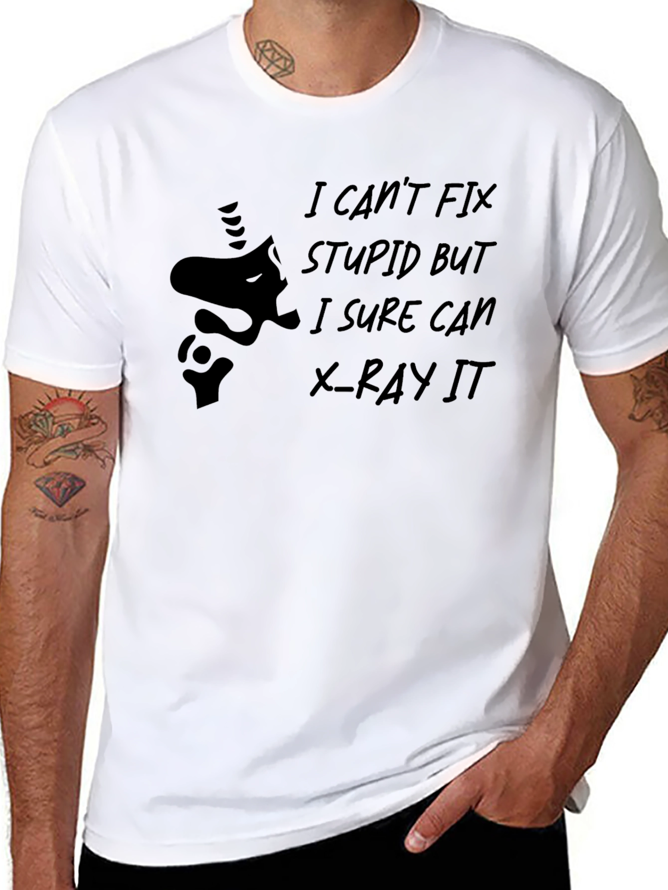 Funny X-Ray T-Shirt - I Cant Fix Stupid