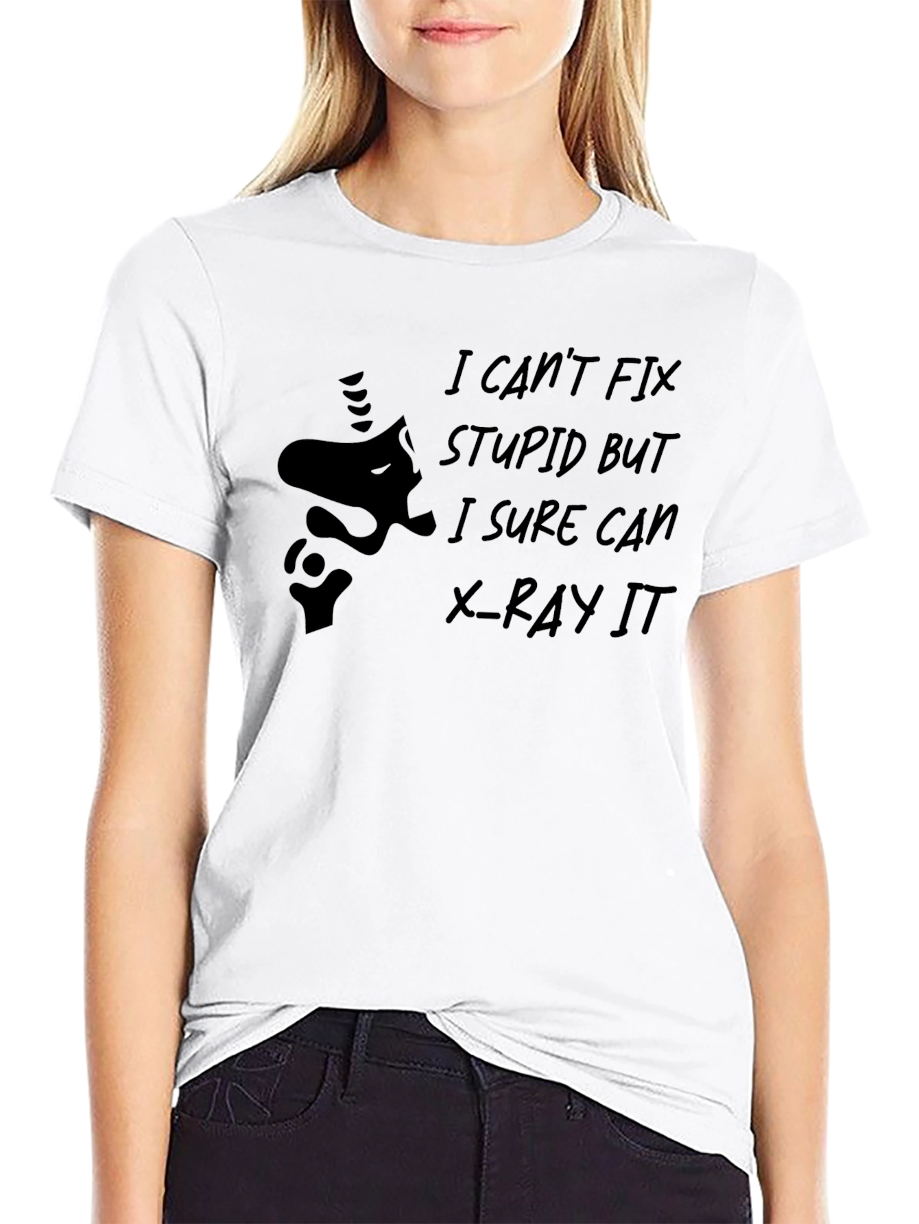 Funny X-Ray T-Shirt - I Cant Fix Stupid