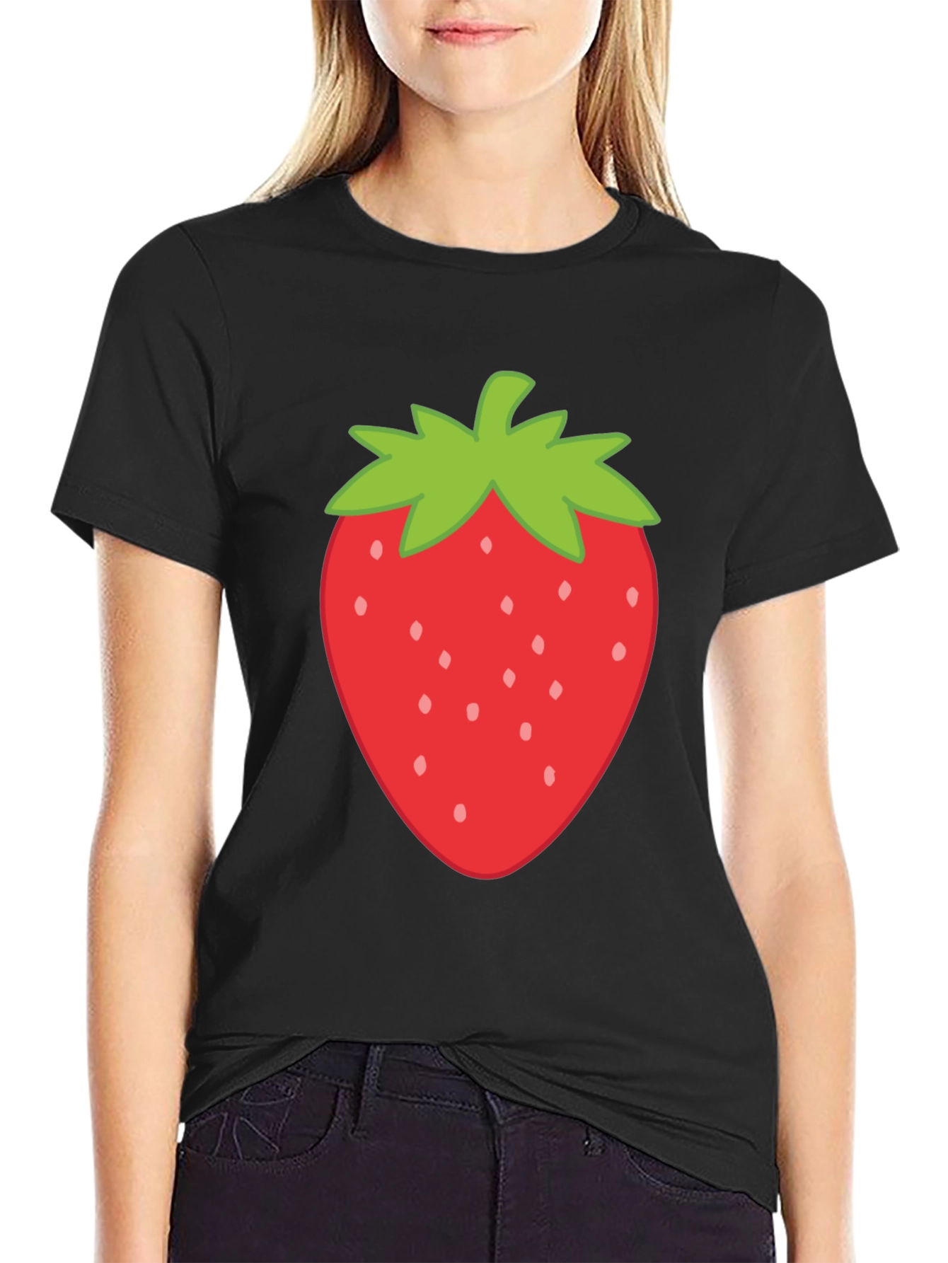 Strawberry Graphic Print Crew Neck T-Shirt