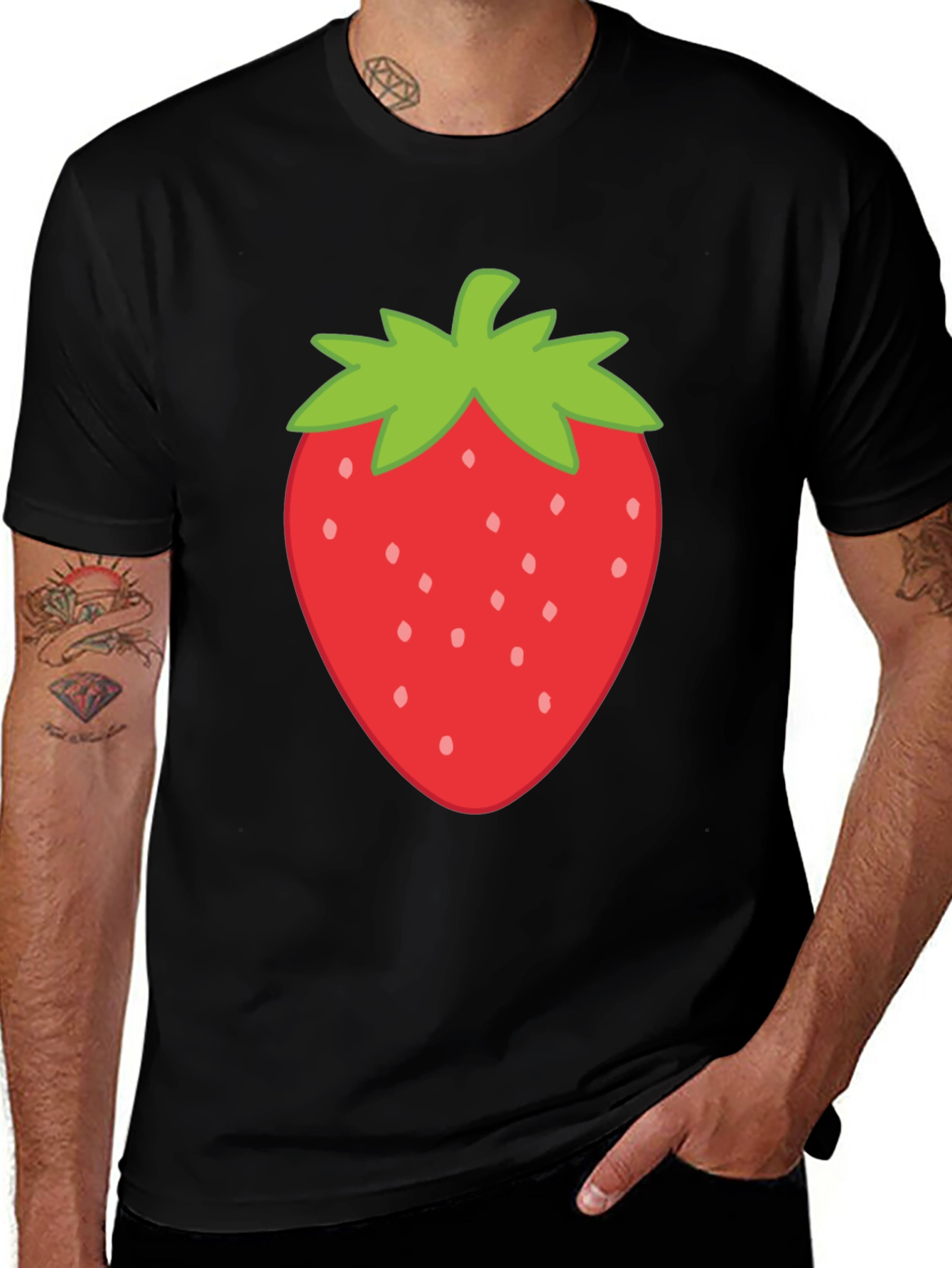 Strawberry Graphic Print Crew Neck T-Shirt