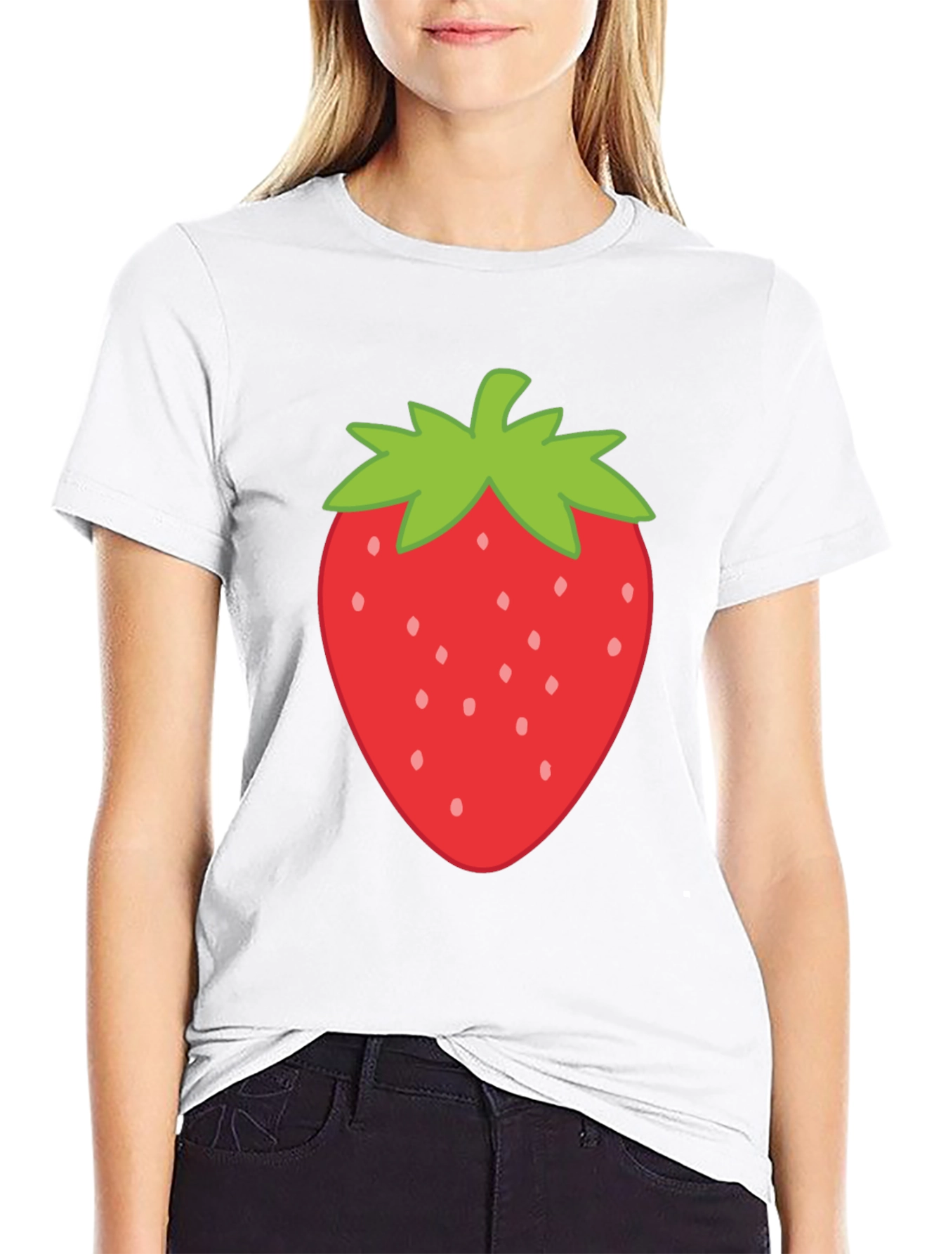 Strawberry Graphic Print Crew Neck T-Shirt