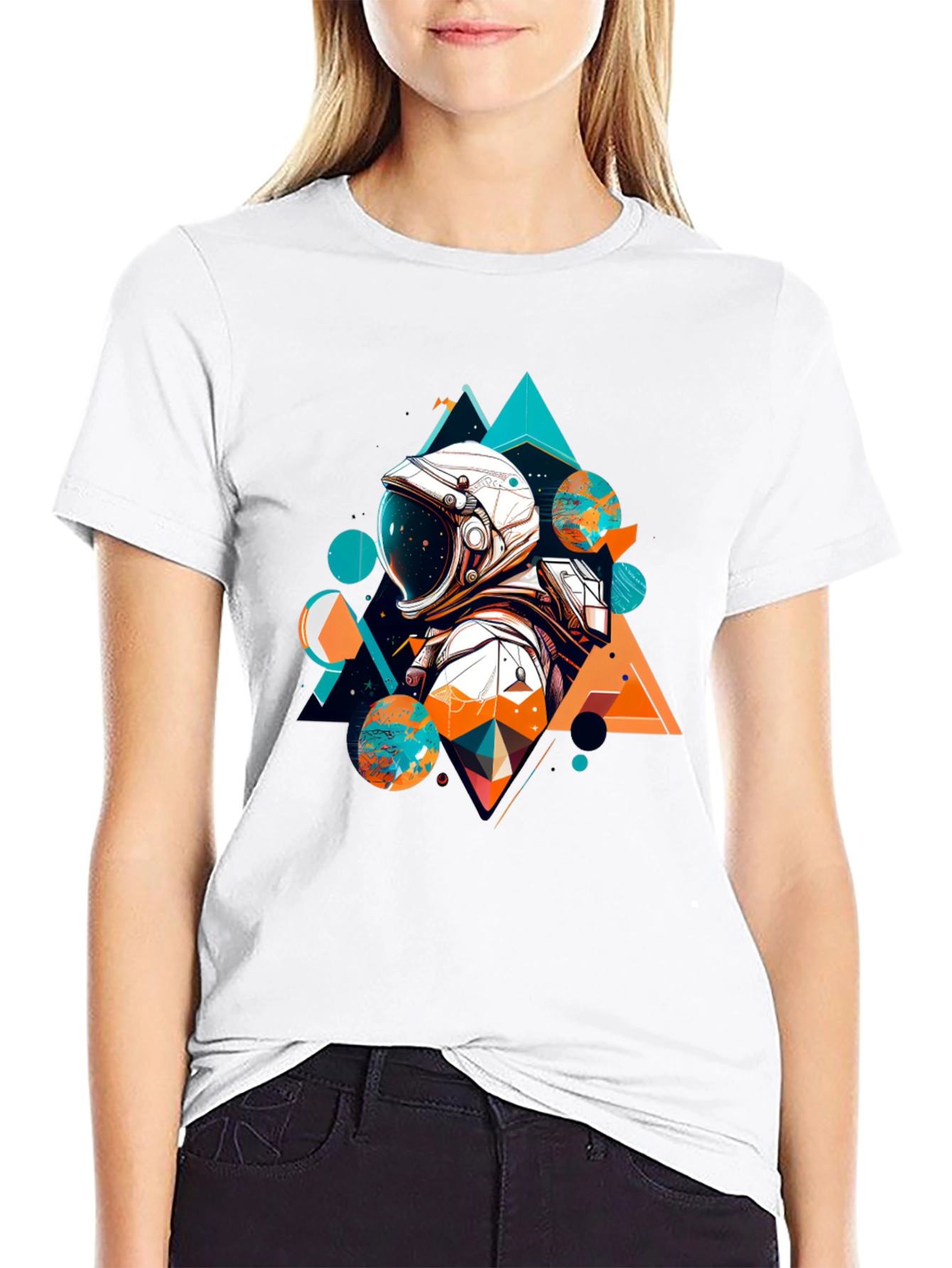 Astronaut Geometric T-Shirt - Space Graphic Tee
