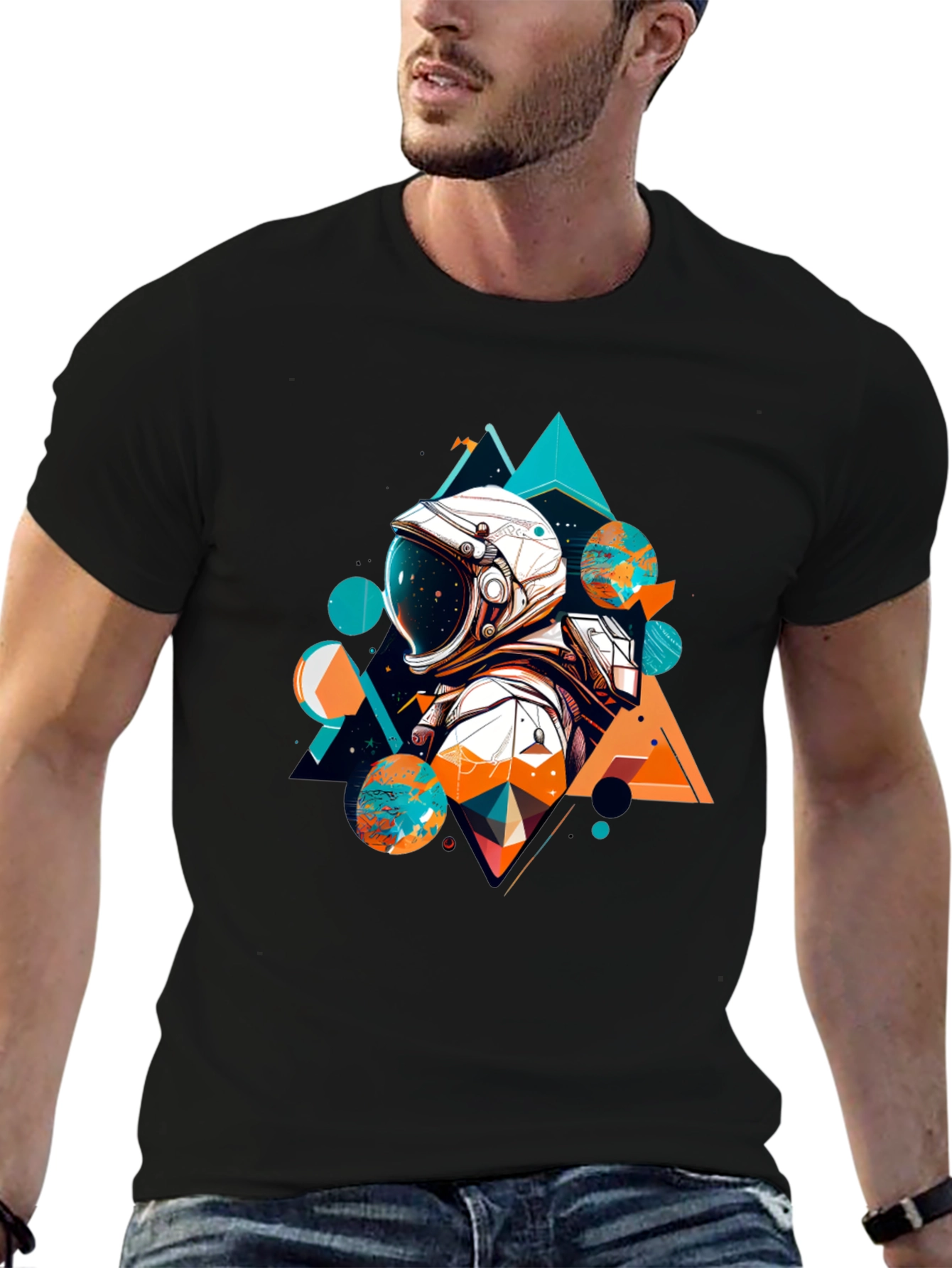 Astronaut Geometric T-Shirt - Space Graphic Tee