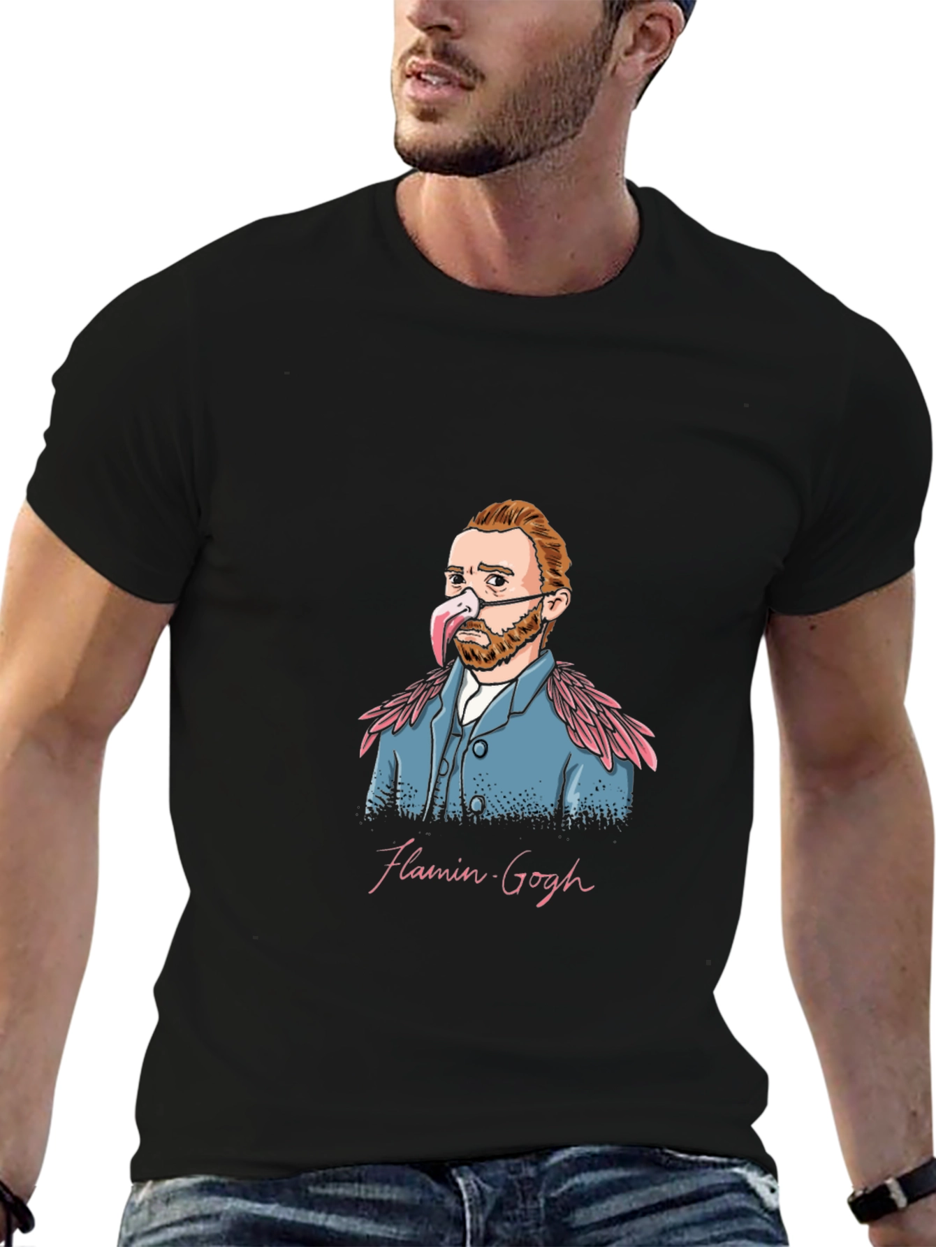 Flamin Gogh Black T-Shirt - Artistic Humor