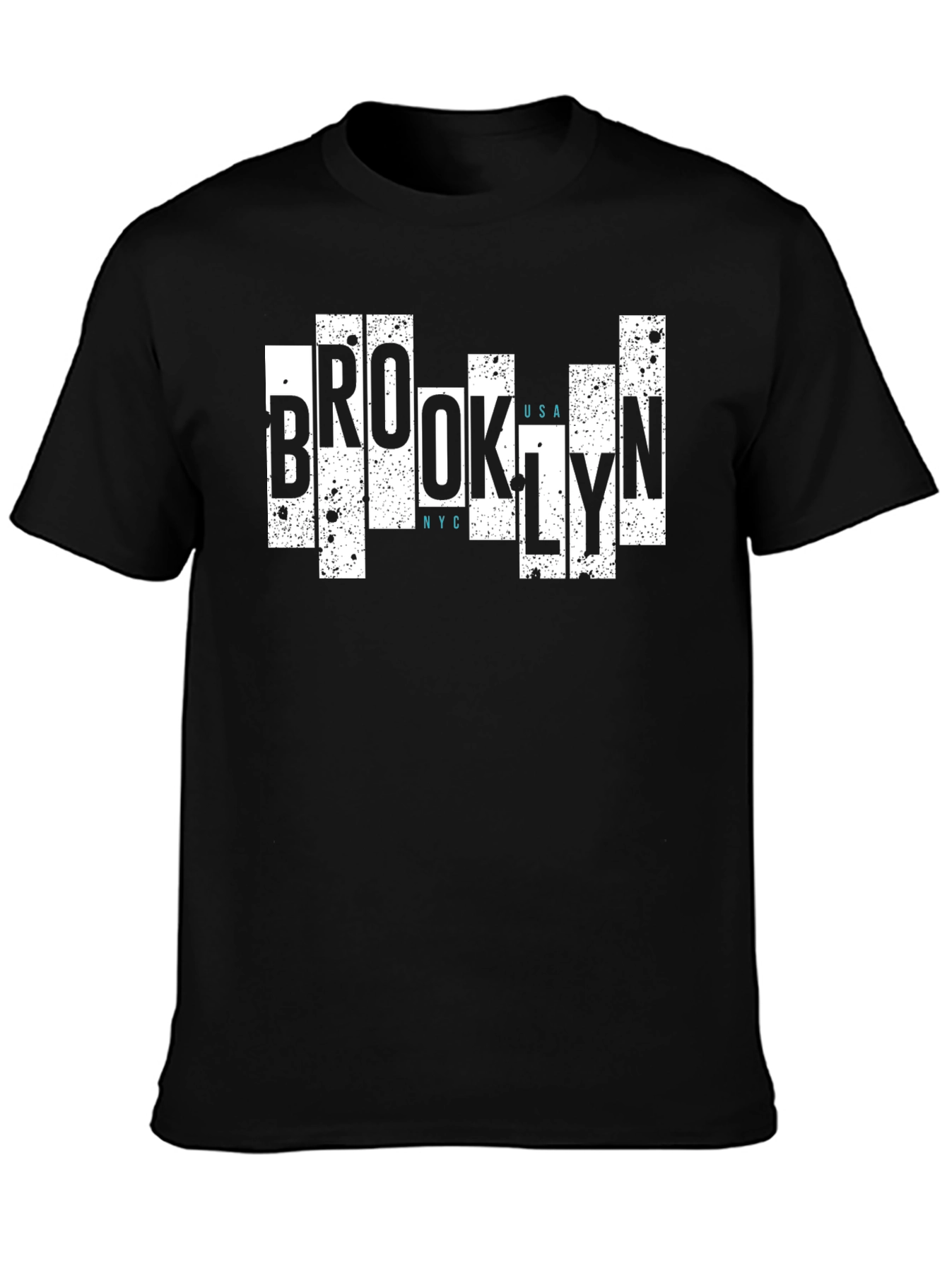 Brooklyn USA NYC Graphic Print Black T-Shirt