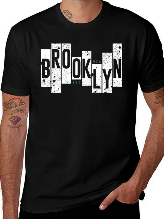 Brooklyn USA NYC Graphic Print Black T-Shirt
