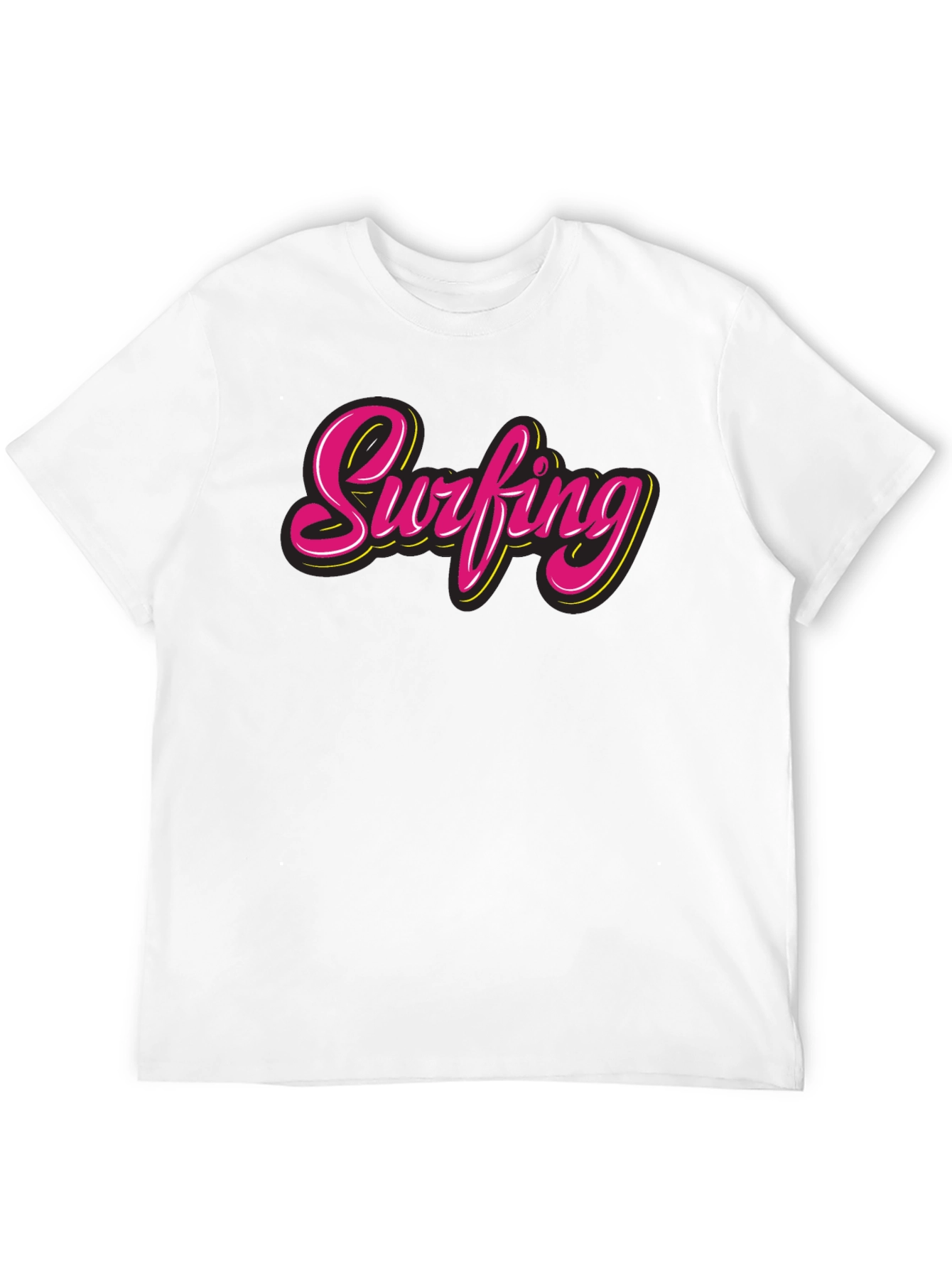 Surfing Graphic Tee - Retro Style Black T-Shirt