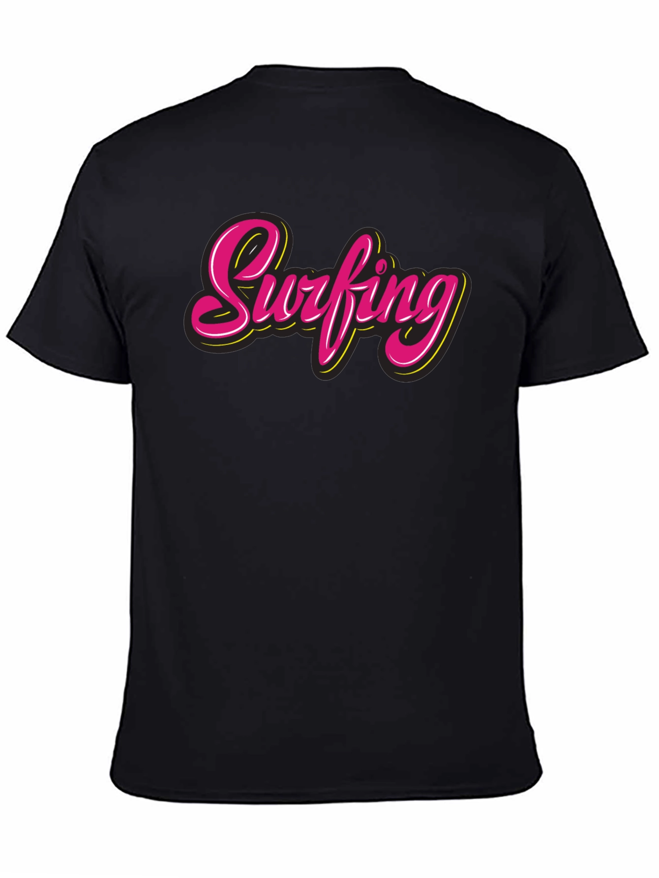 Surfing Graphic Tee - Retro Style Black T-Shirt
